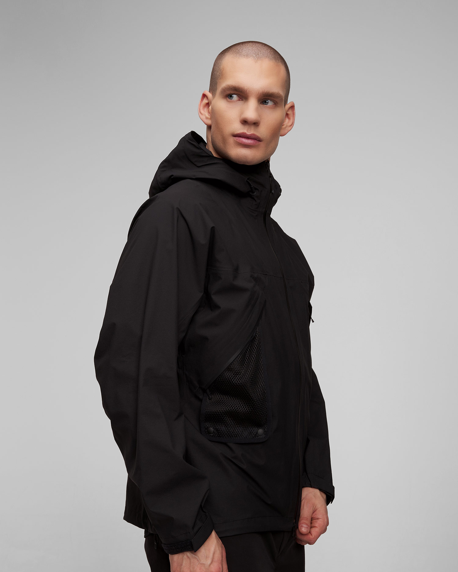 Veste d'alpinisme noire pour hommes Goldwin PERTEX SHIELD AIR Mountaineering Jacket