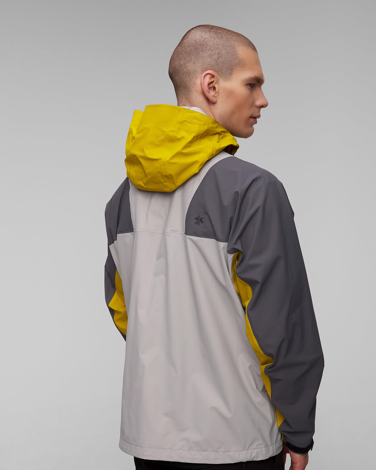 Veste d'alpinisme grise et jaune pour hommes Goldwin PERTEX SHIELD AIR Mountaineering Jacket