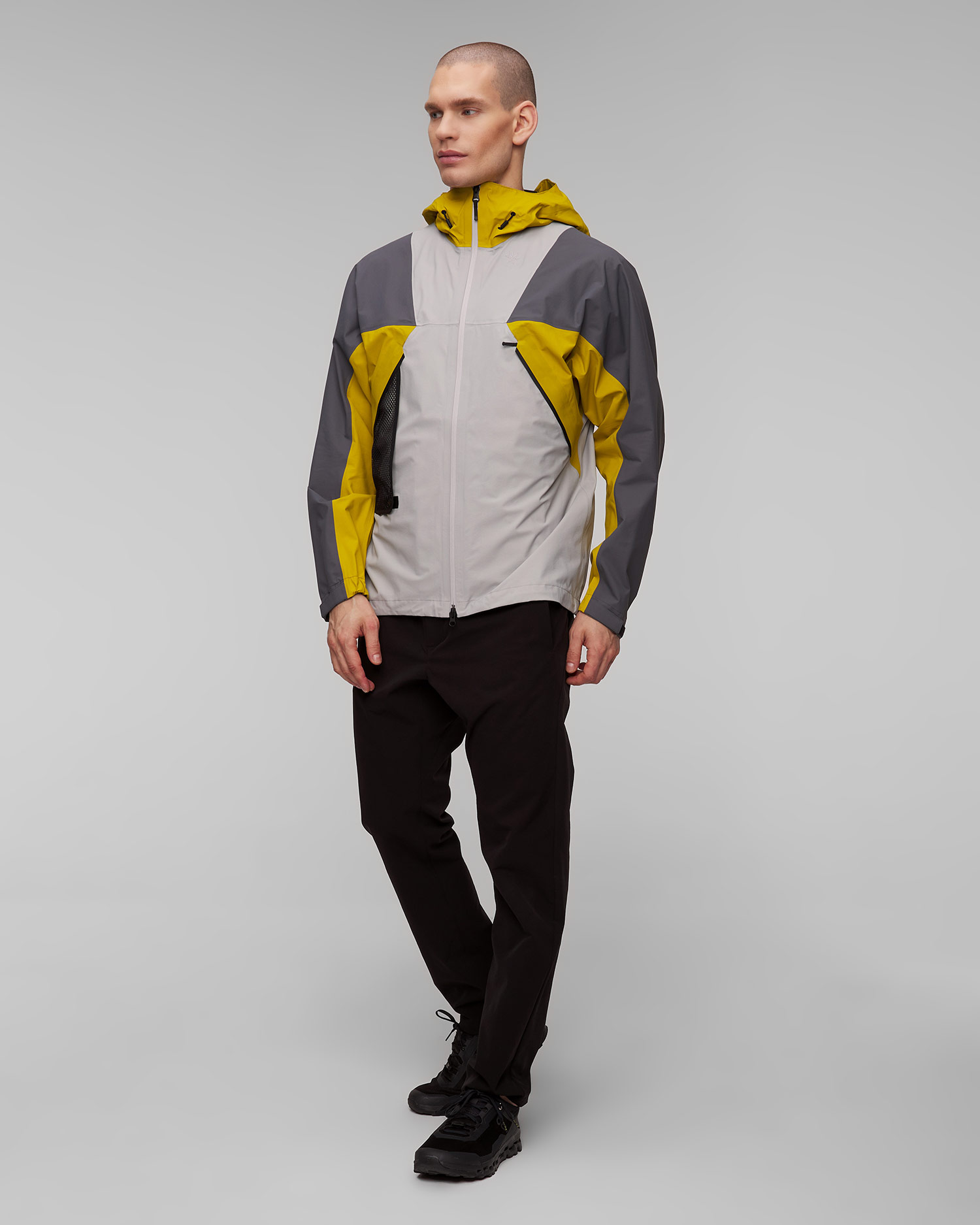 Veste d'alpinisme grise et jaune pour hommes Goldwin PERTEX SHIELD AIR Mountaineering Jacket