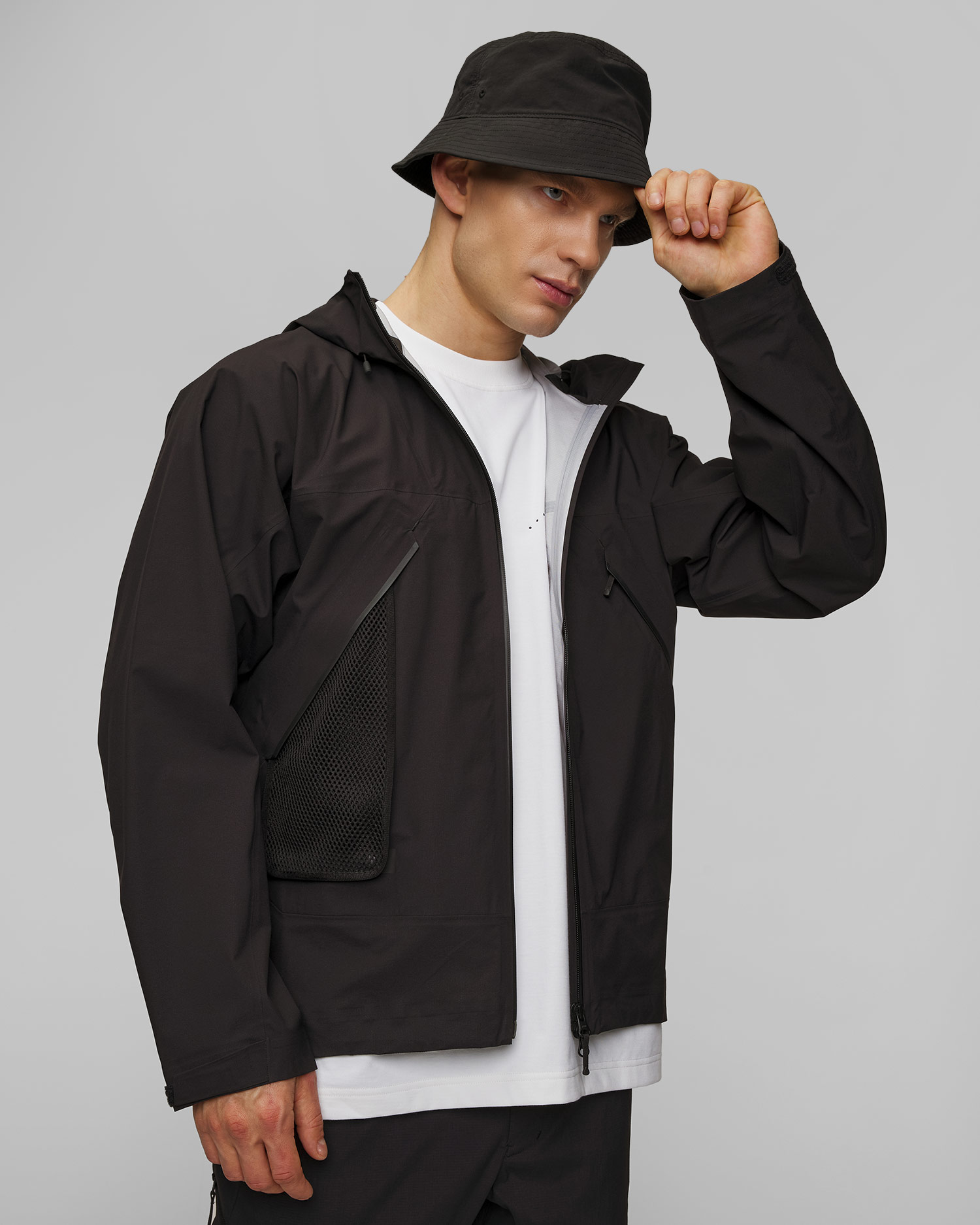 Veste noire pour hommes Goldwin Pertex Shield Air Mountaineering Jacket