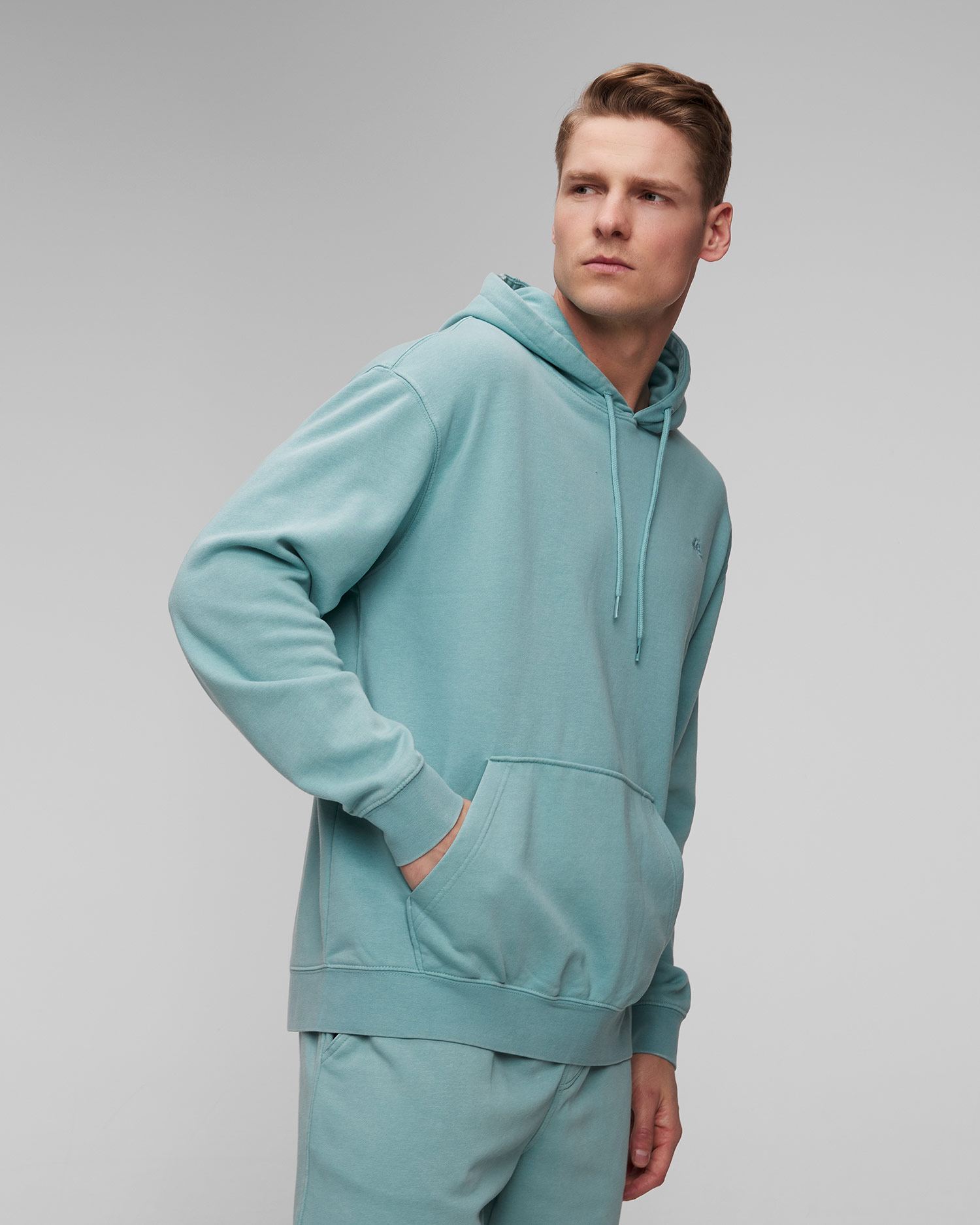 Pánska svetlomodrá mikina Quiksilver Salt Water Hoodie
