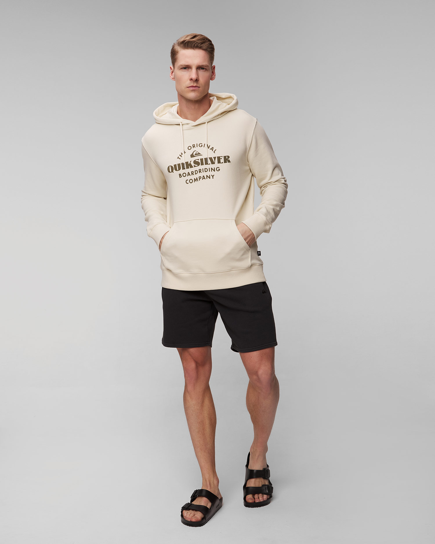 Pánska béžová mikina Quiksilver Tradesmith Hoodie