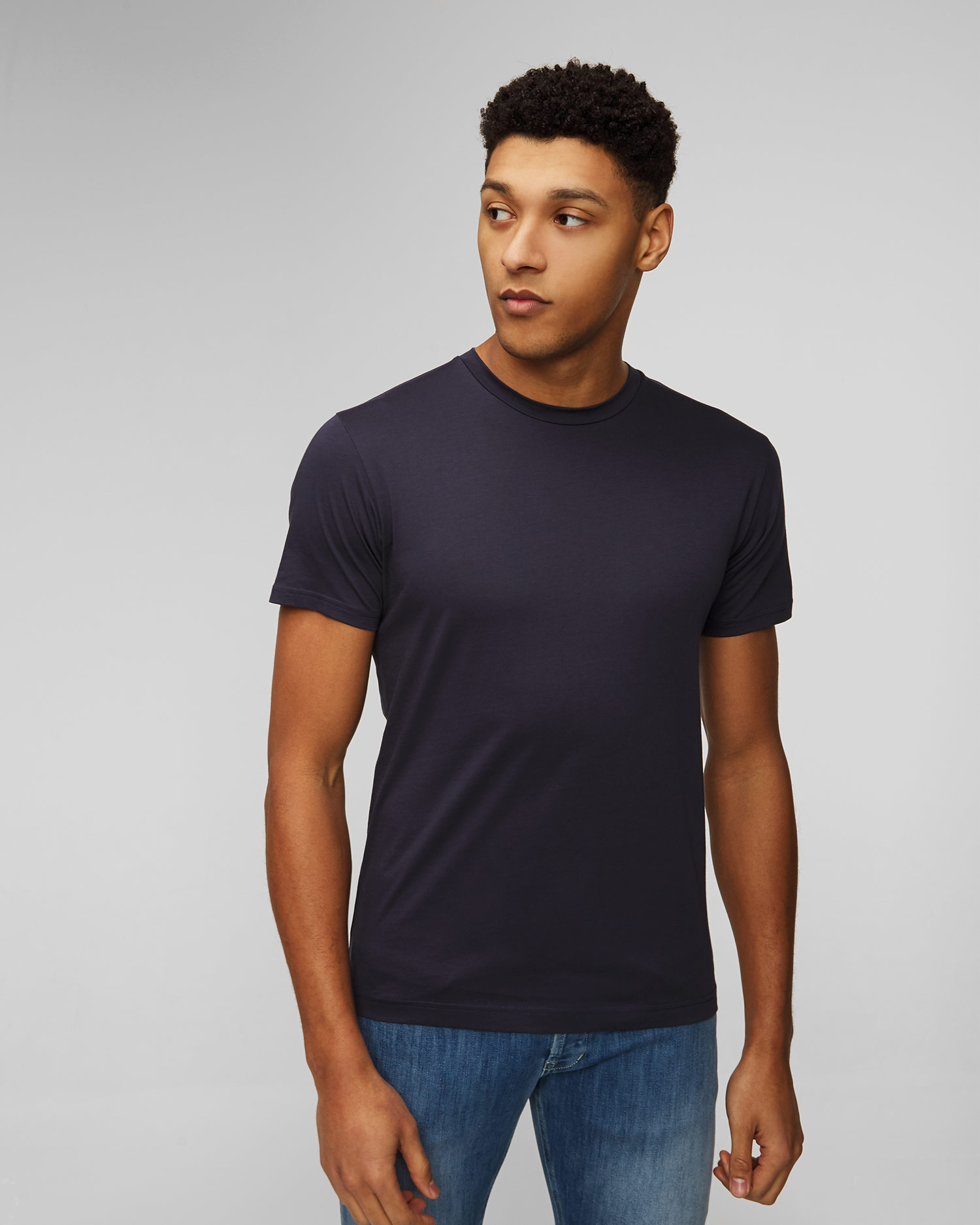 T-shirt bleu marine pour hommes Sunspel