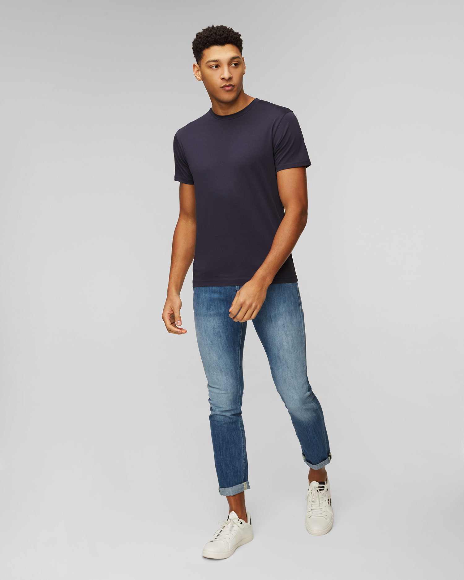 T-shirt bleu marine pour hommes Sunspel 