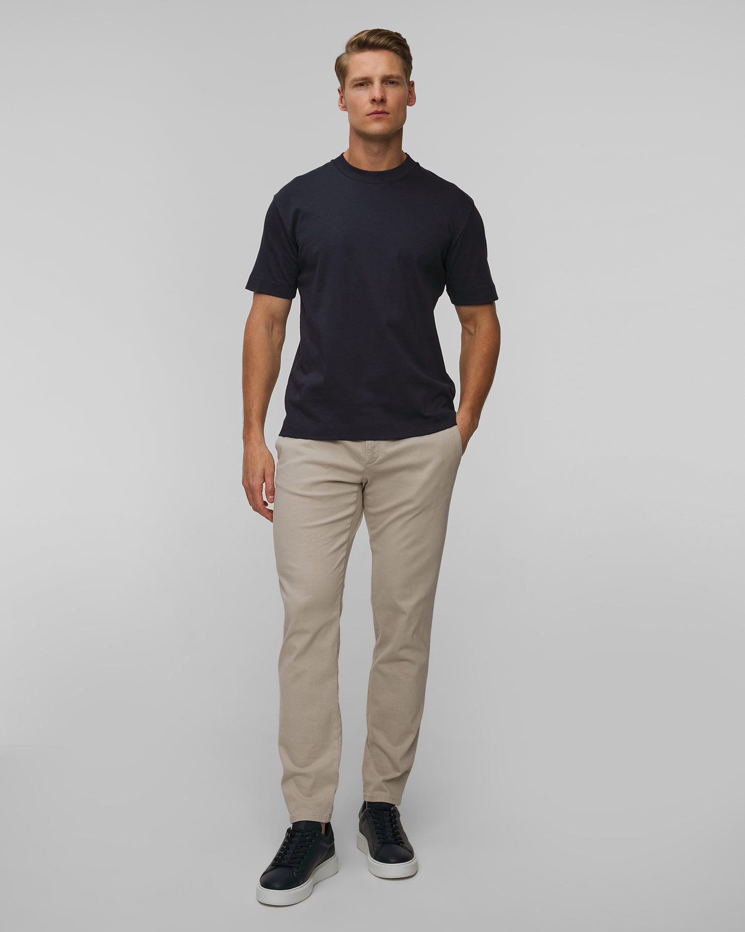 Granatowy T-shirt męski Sunspel