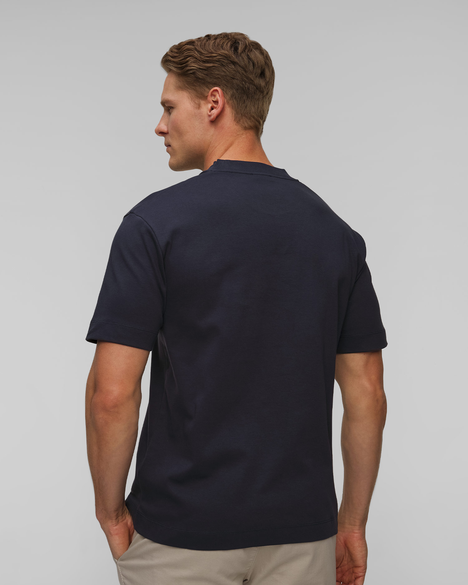 Granatowy T-shirt męski Sunspel