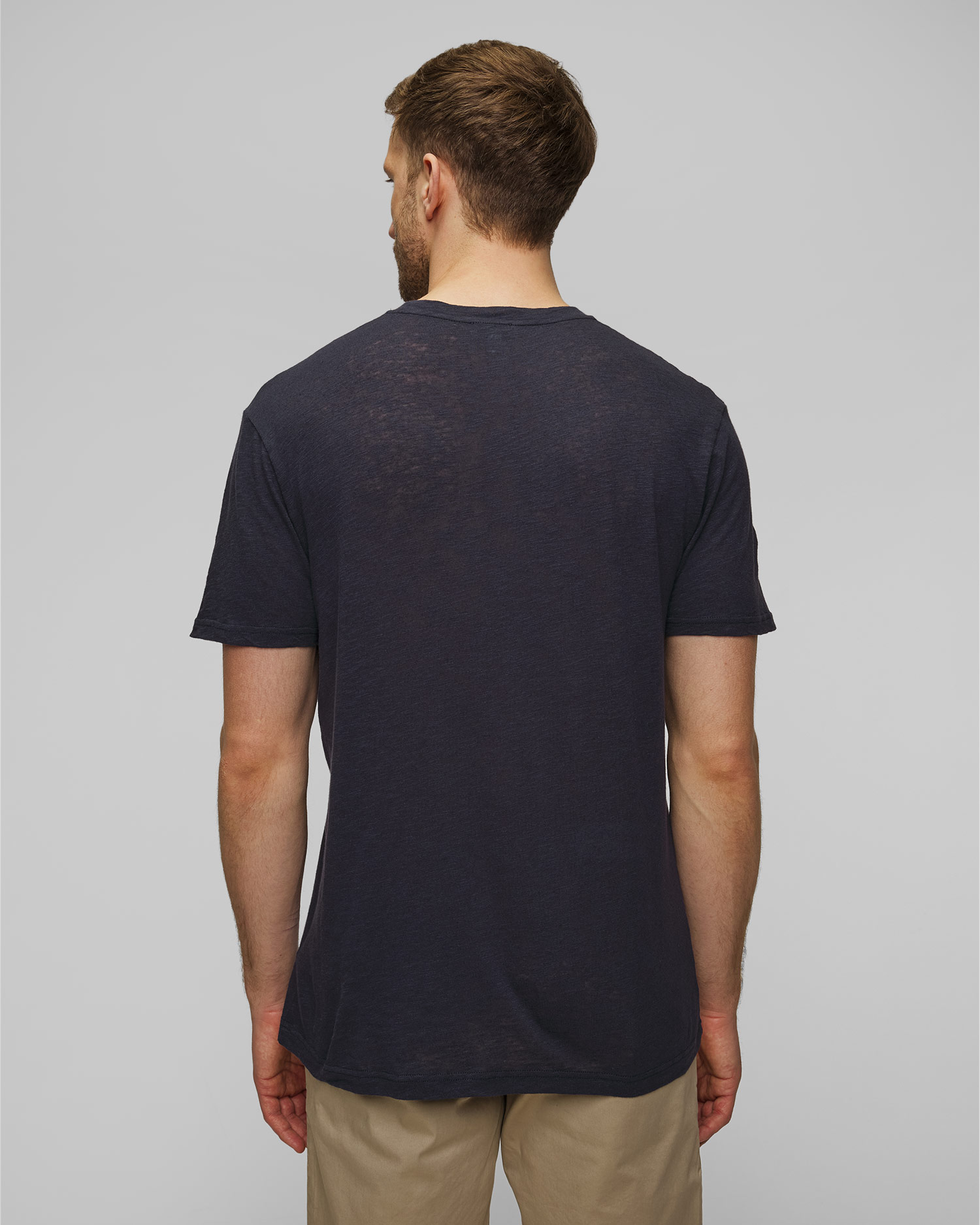 Granatowy T-shirt z lnem męski Sunspel