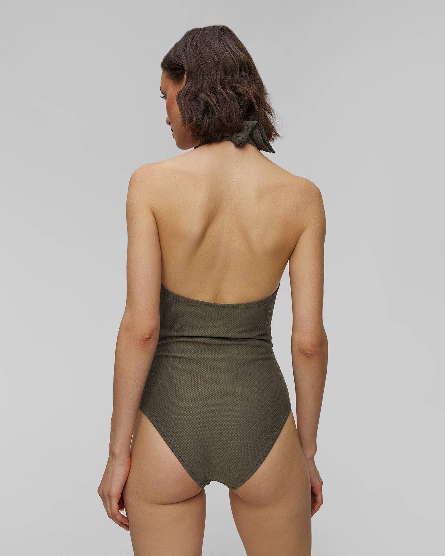 Dámske jednodielne plavky khaki Heidi Klein Core u bar