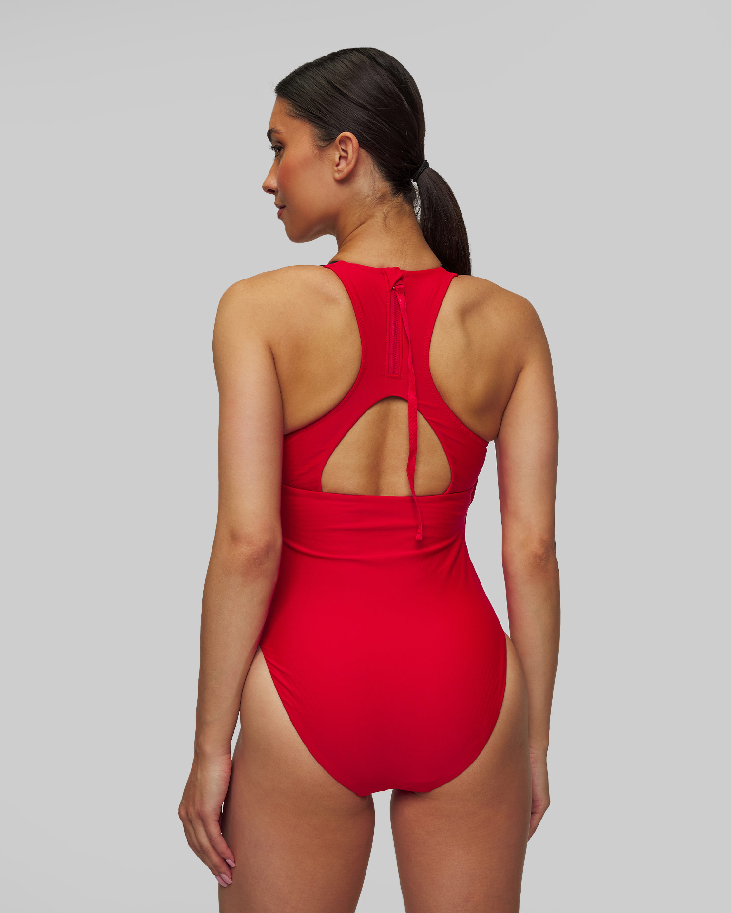 Women's red one-piece swimsuit Nike Swim Fitness Nike Hydralock Fusion Long Sleeve Zip Top