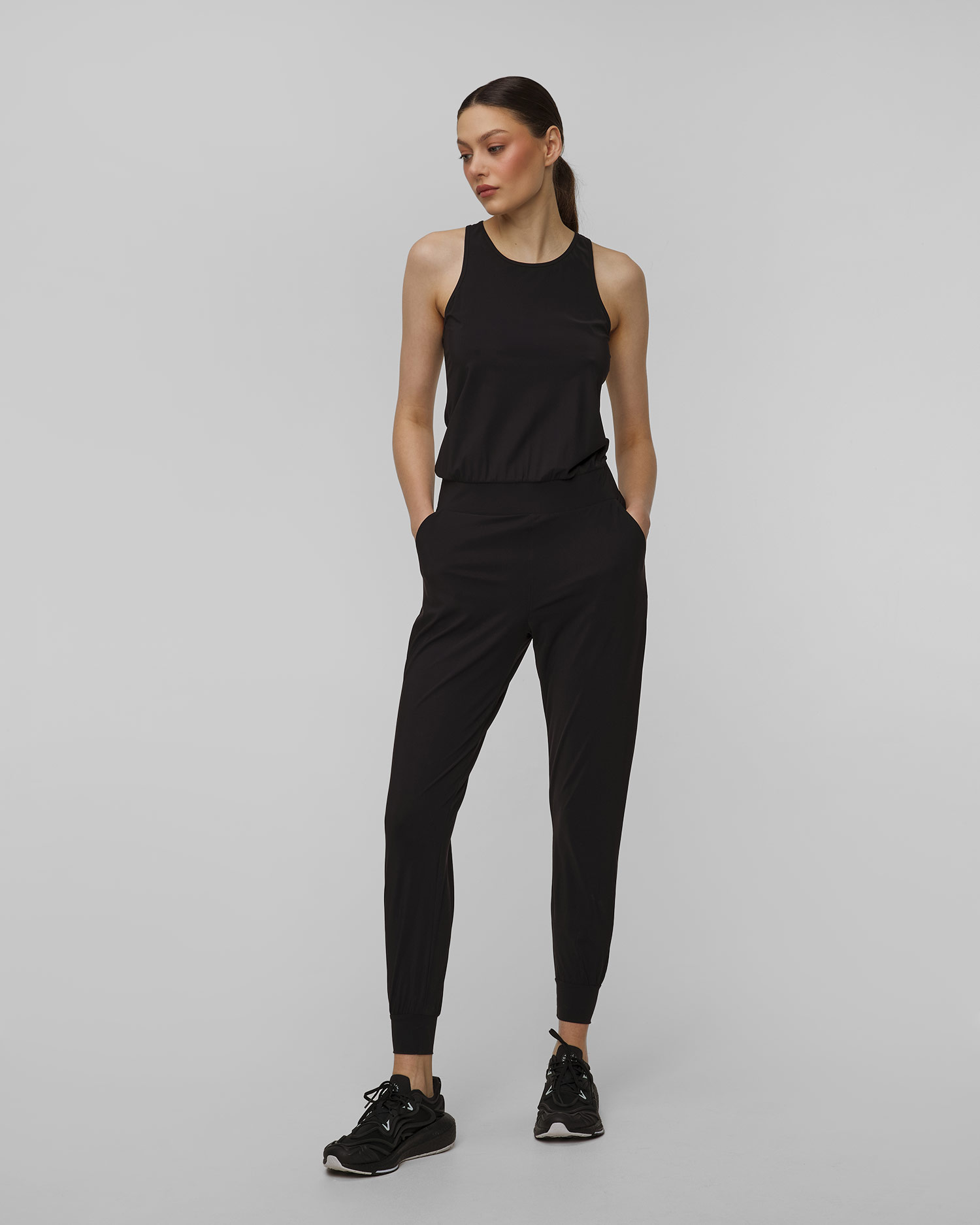 Women’s black Casall Weekend Jumpsuit Racerback