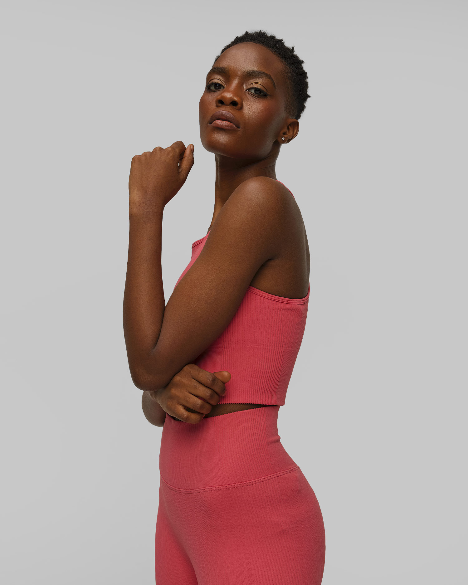 Top de sport rose pour femmes Casall Multi Rib Seamless Padded Sports Top