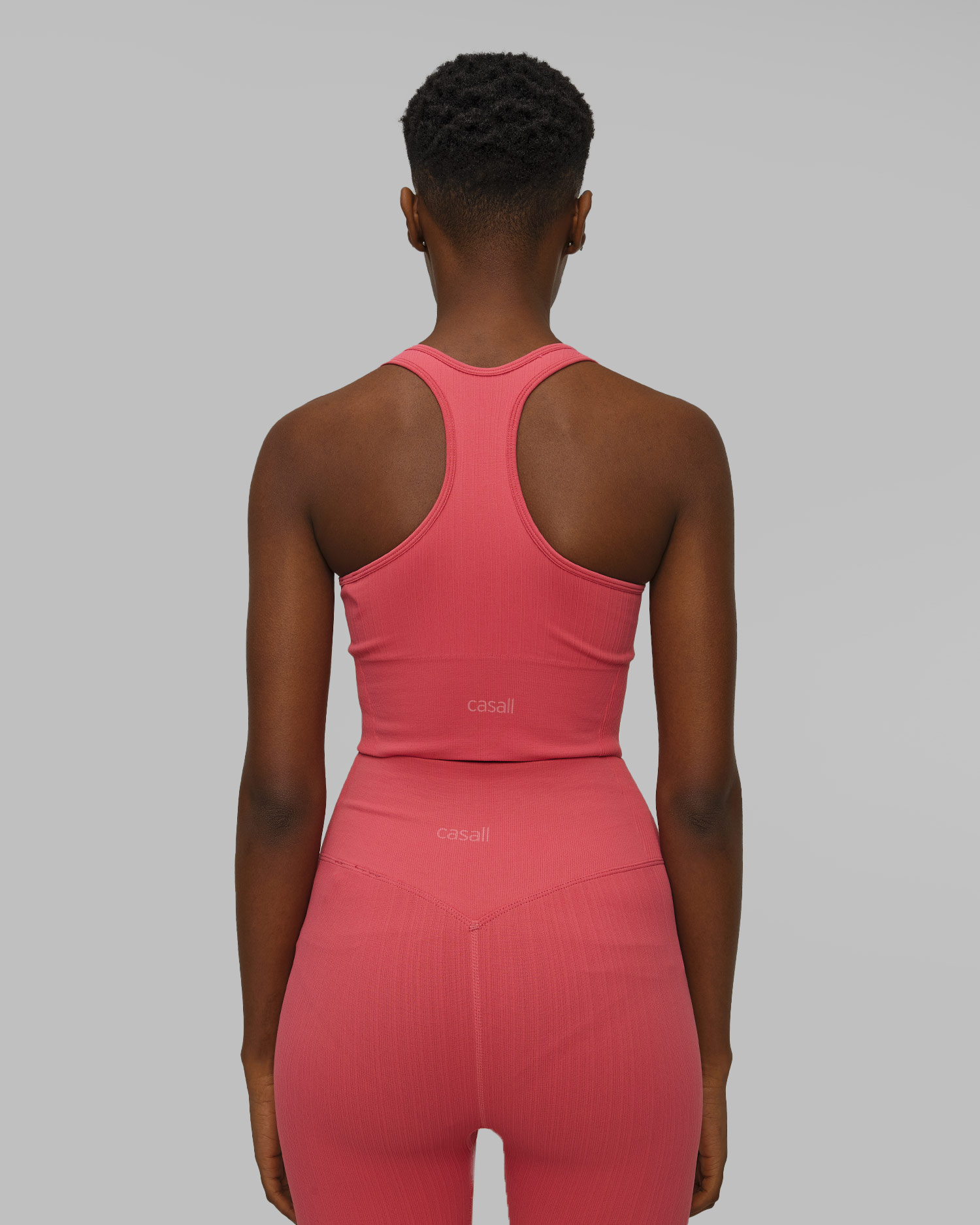 Top de sport rose pour femmes Casall Multi Rib Seamless Padded Sports Top