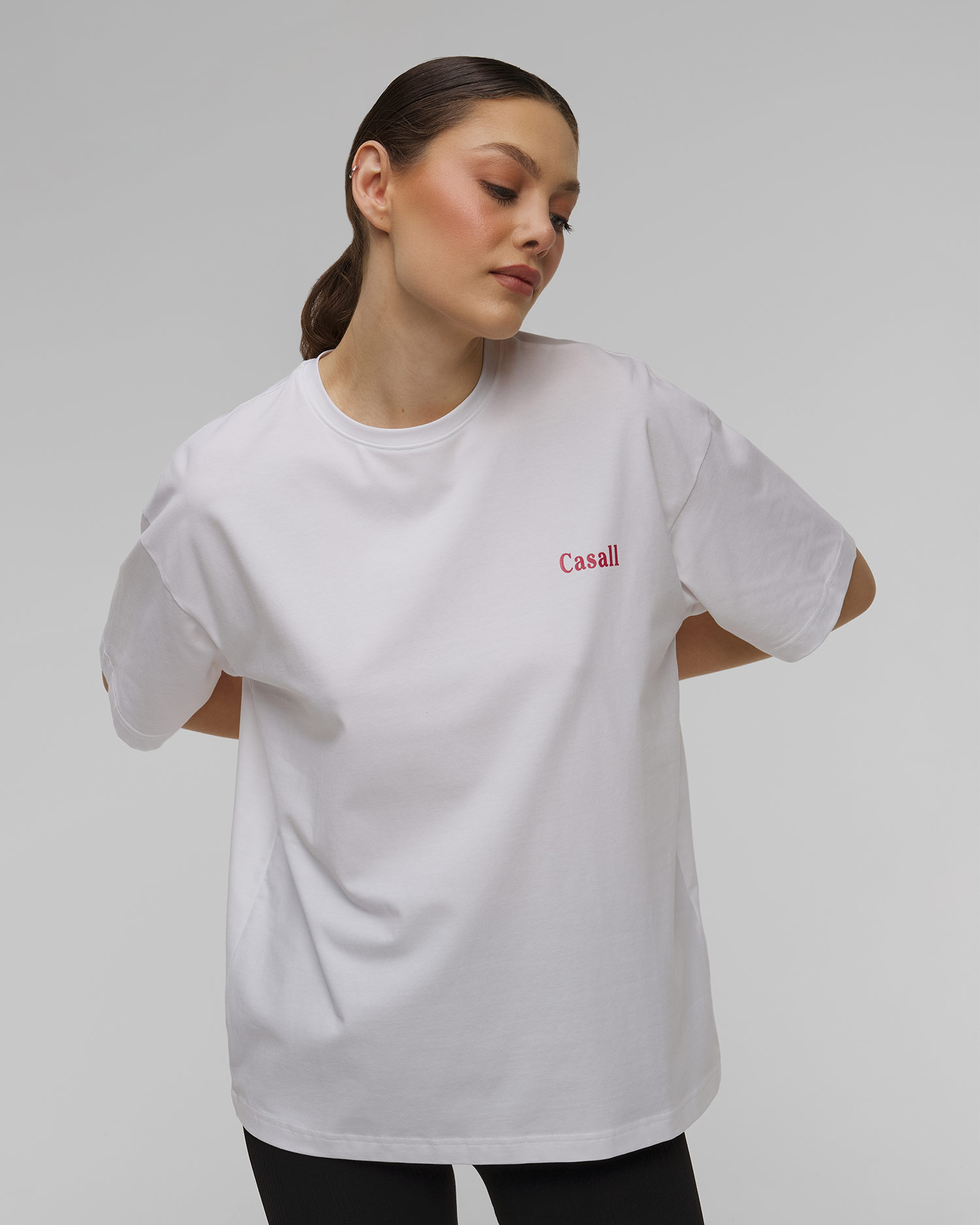 Top blanc pour femmes Casall Oversized Cotton Blend Tee