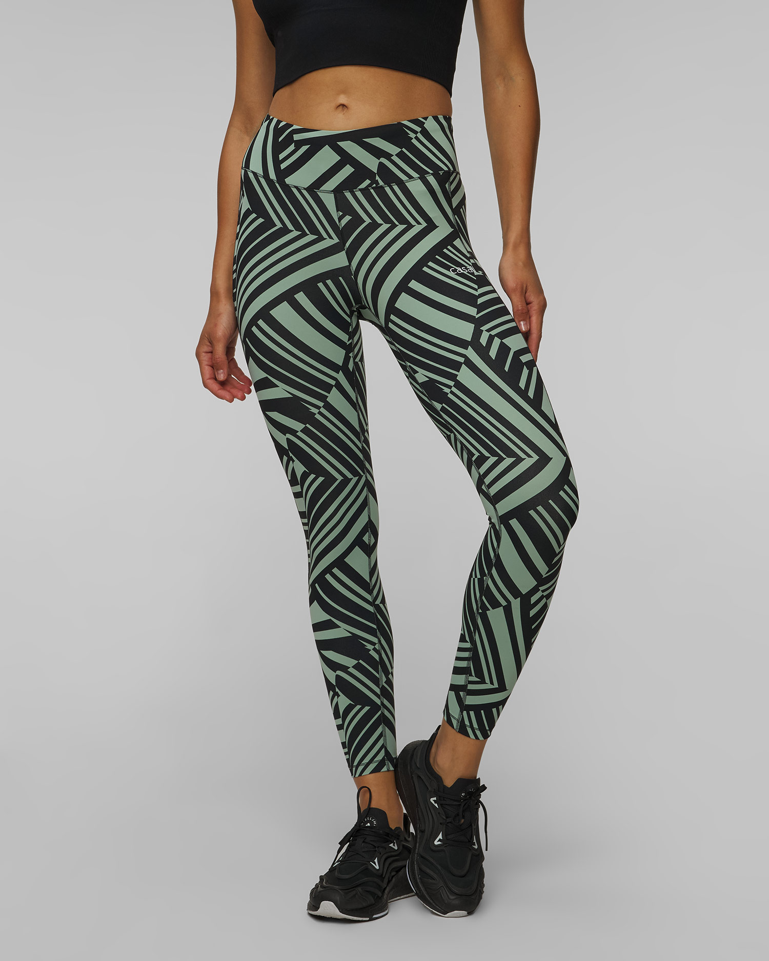 Leggings verts et noirs pour femmes Casall Essential Printed Tights
