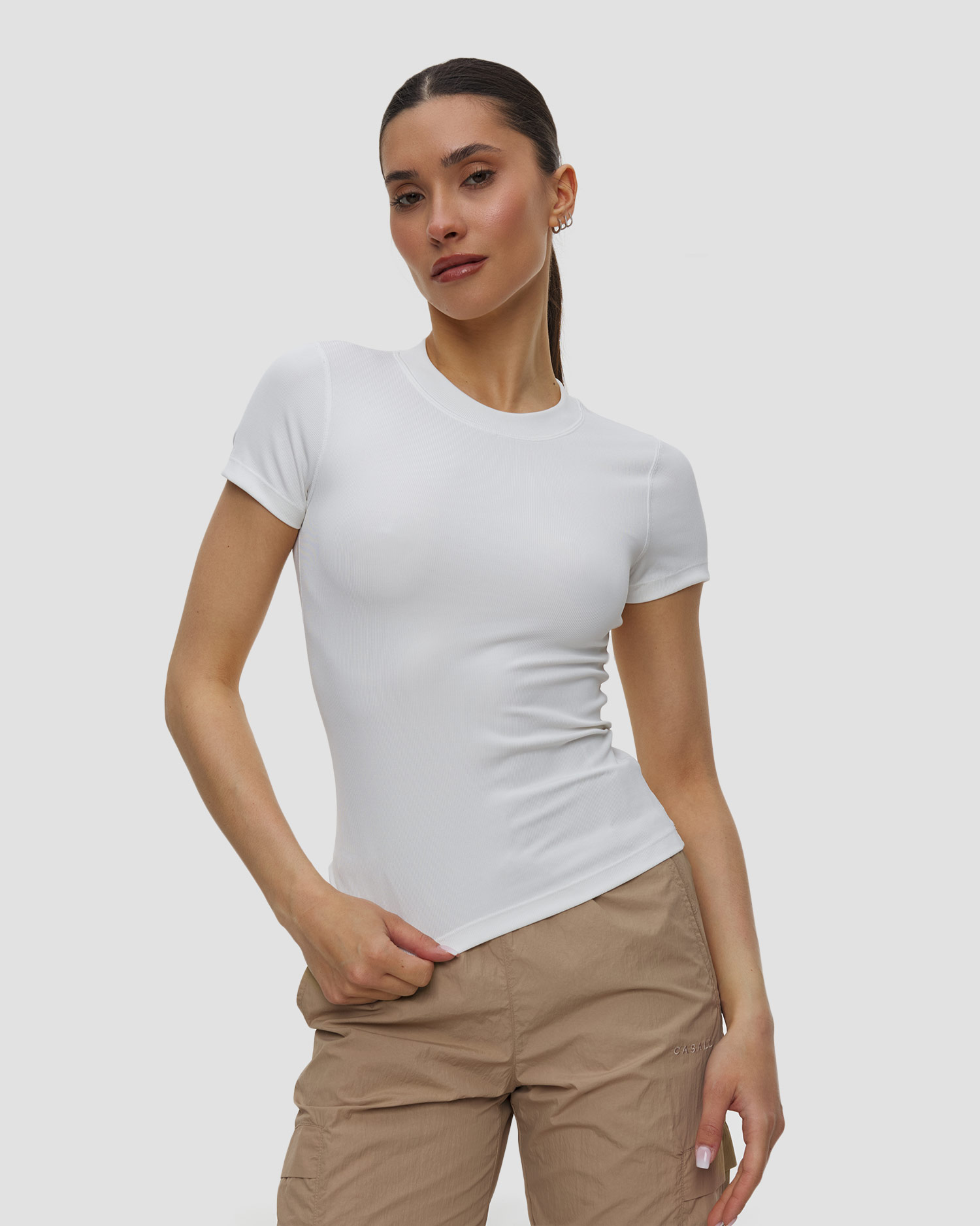 Casall Defined Rib Tee Damen-Sportshirt in Weiß