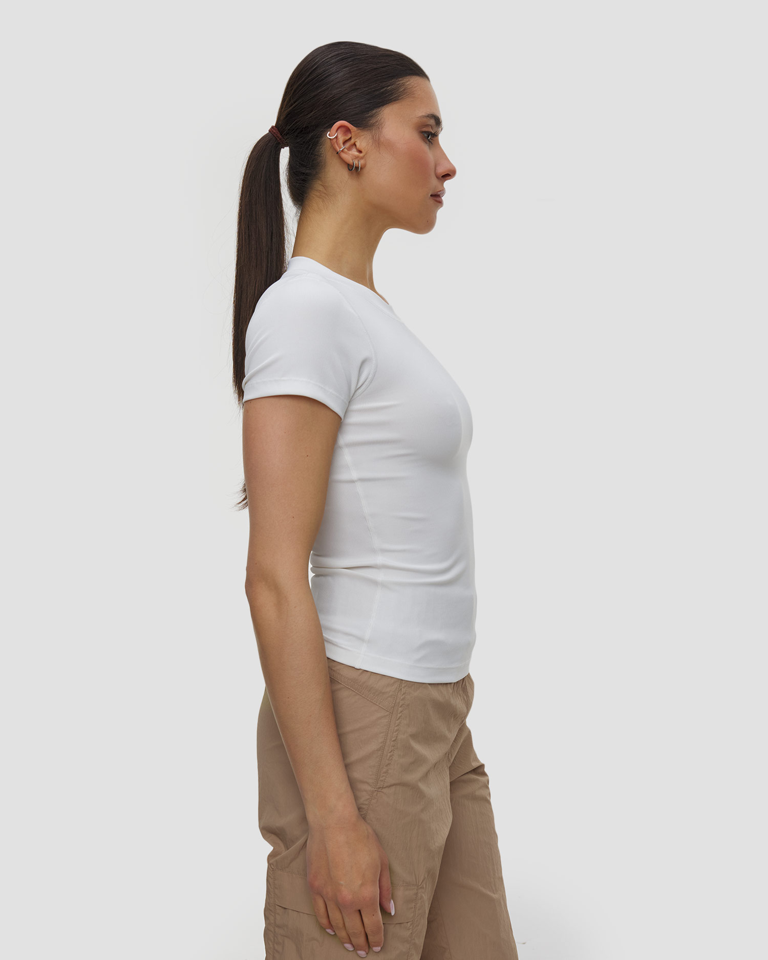 Casall Defined Rib Tee Damen-Sportshirt in Weiß
