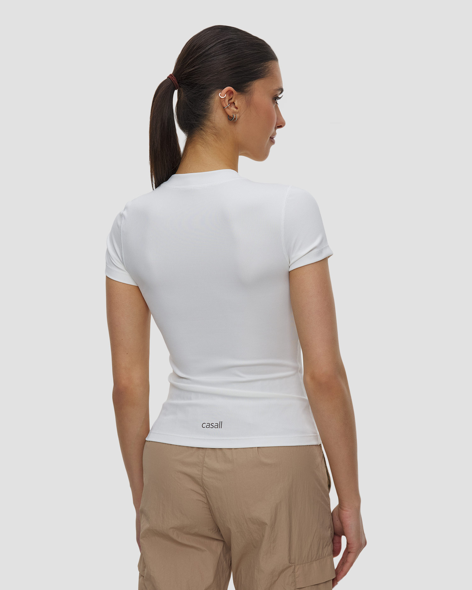 Casall Defined Rib Tee Damen-Sportshirt in Weiß