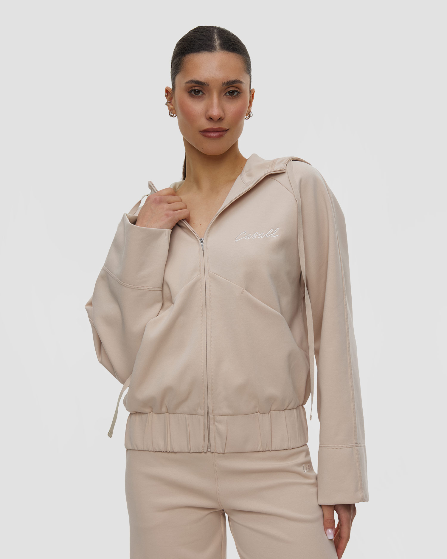 Casall Aria Zip Hoodie Jacket Damen-Sweatshirt in Beige