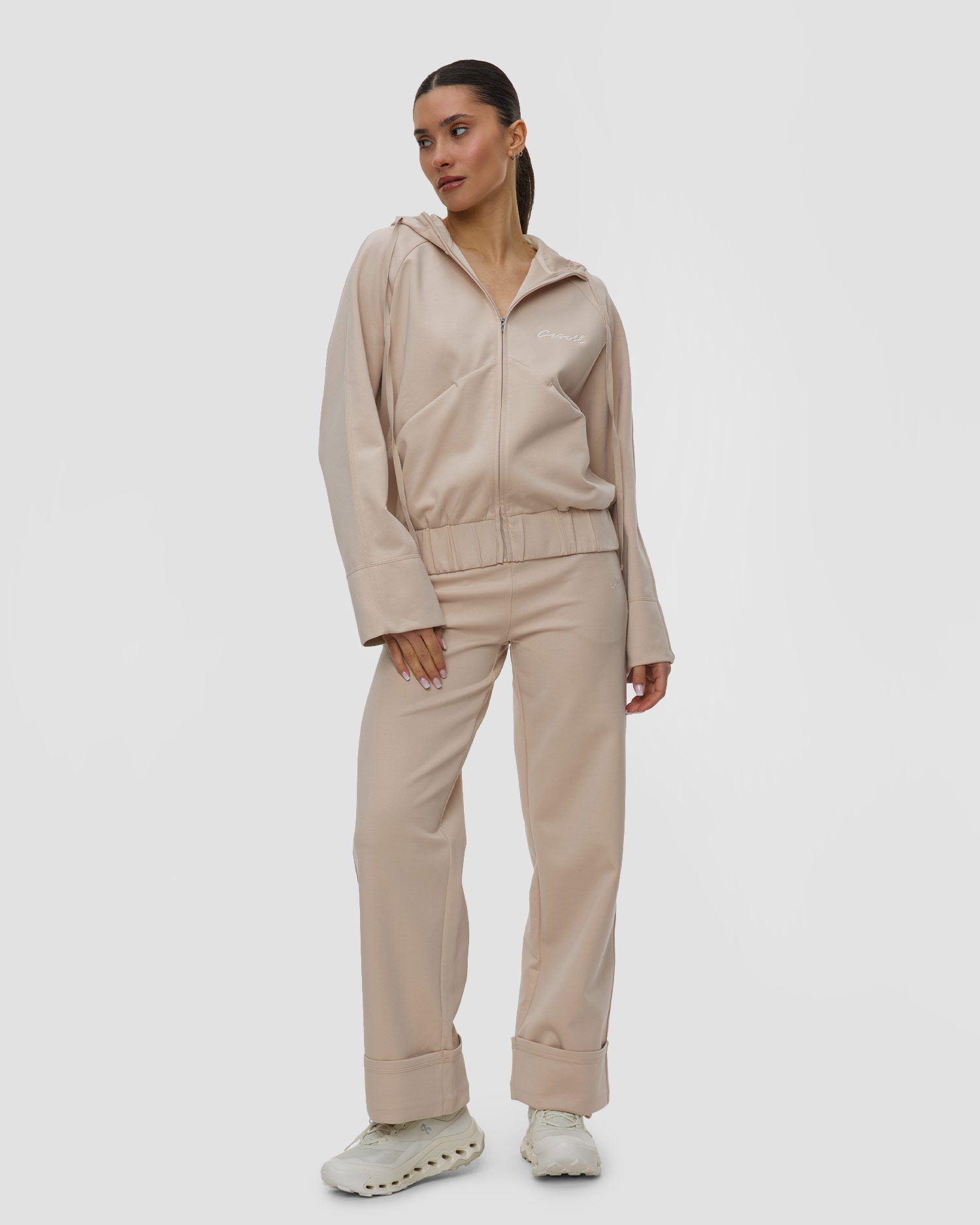 Casall Aria Zip Hoodie Jacket Damen-Sweatshirt in Beige