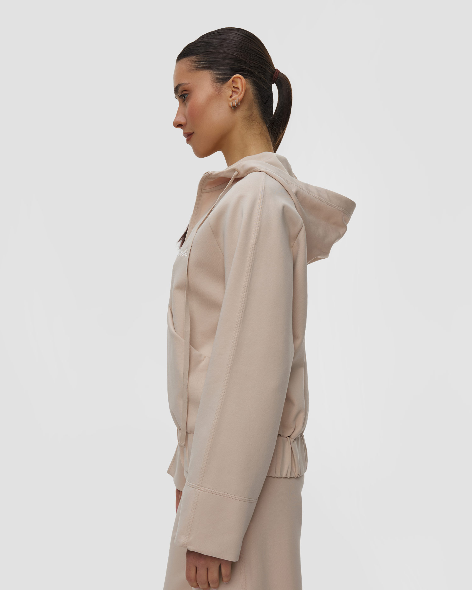 Casall Aria Zip Hoodie Jacket Damen-Sweatshirt in Beige