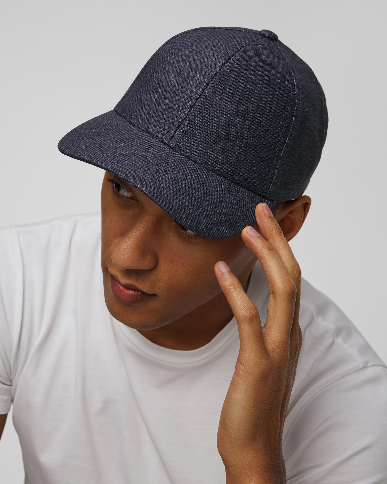 Cappellino blu di lino Varsity Linen