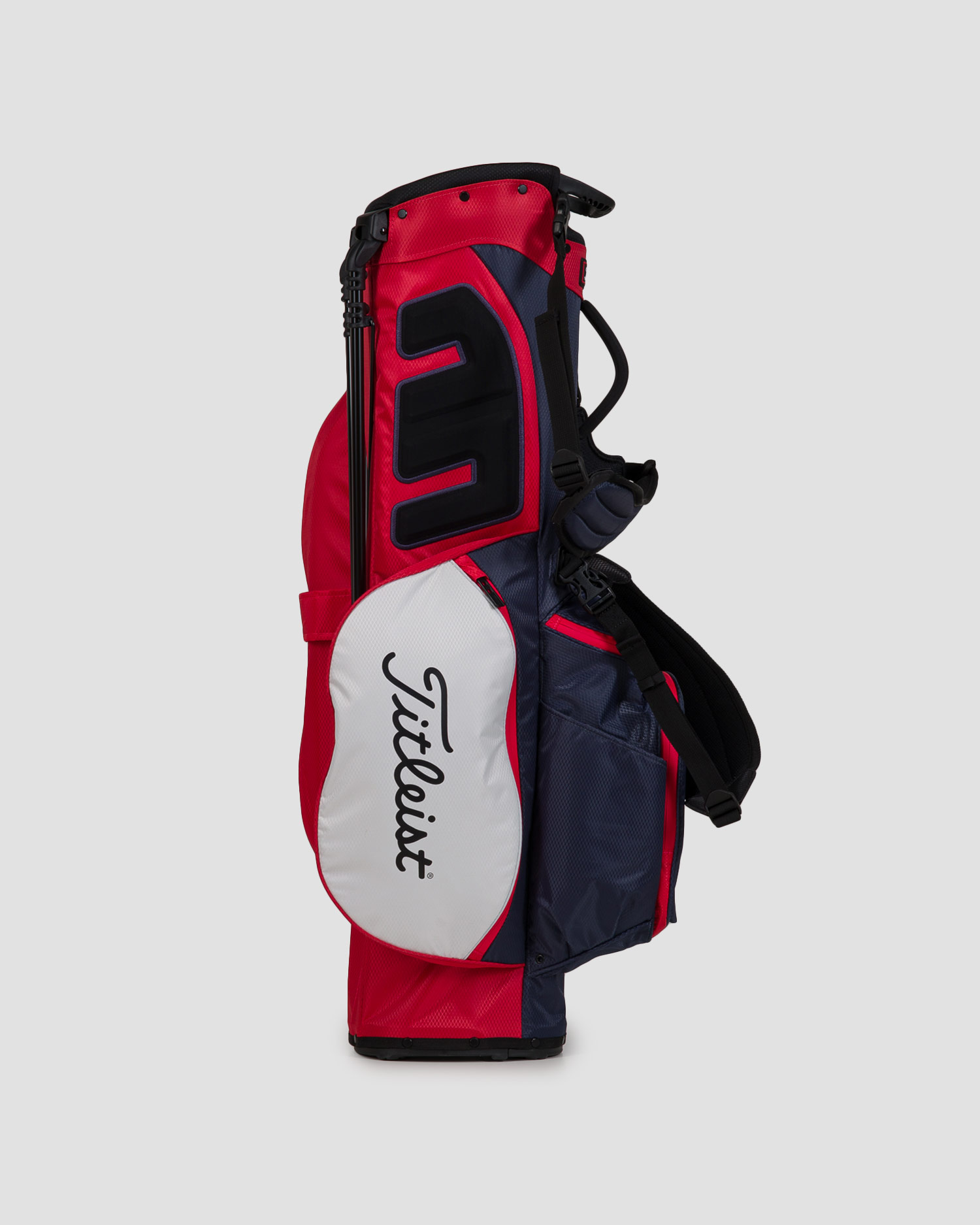 Granatowo-biało-czerwona torba golfowa Titleist Players 4 Stand Stadry