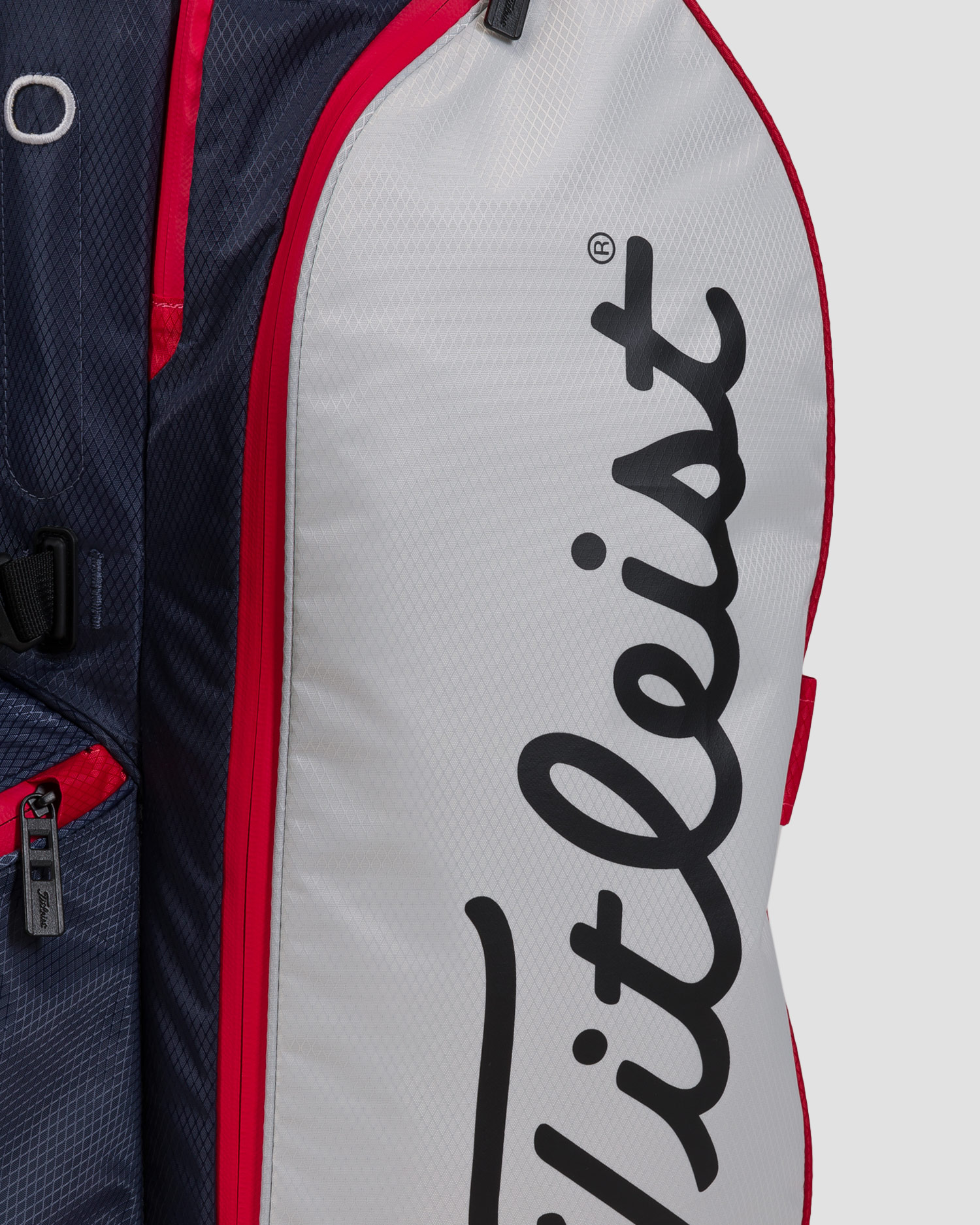 Brašna na golfovou výbavu Titleist Players 4 Stand Stadry v Červenobílém a Tmavě Modrém Barevném Provedení