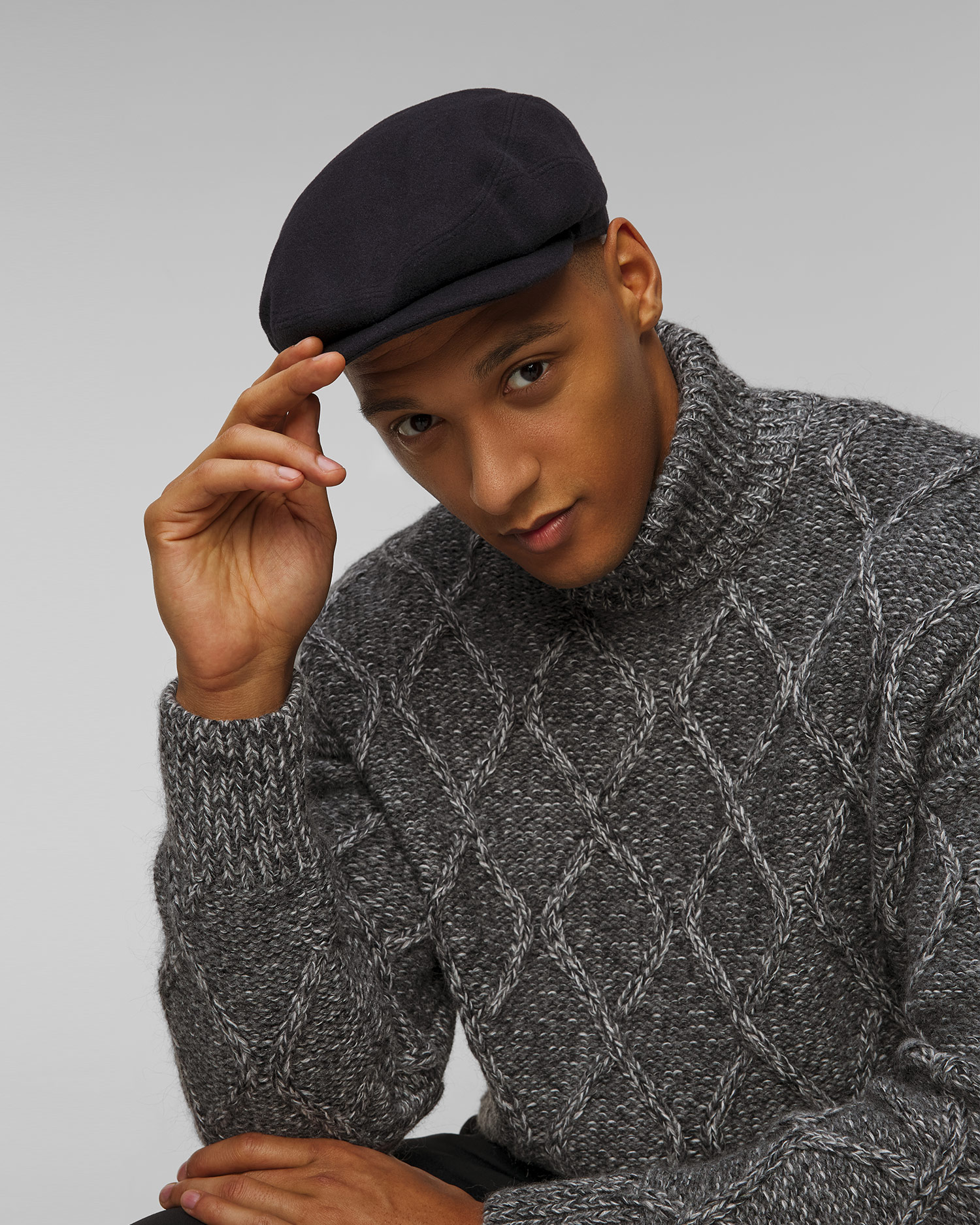 Men's flat cap Stetson Driver Cap Wool Cashmere navy blue