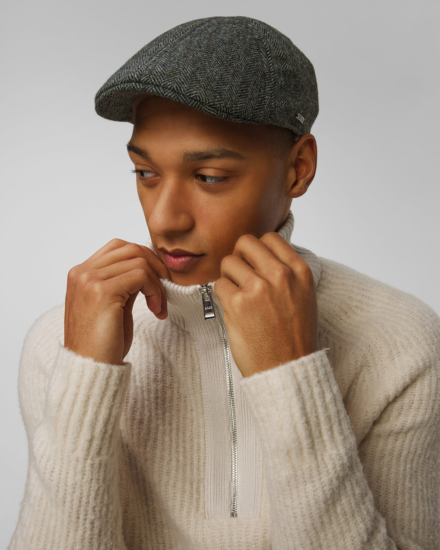 Caschetă pentru bărbați Stetson Texas Wool Herringbone verde