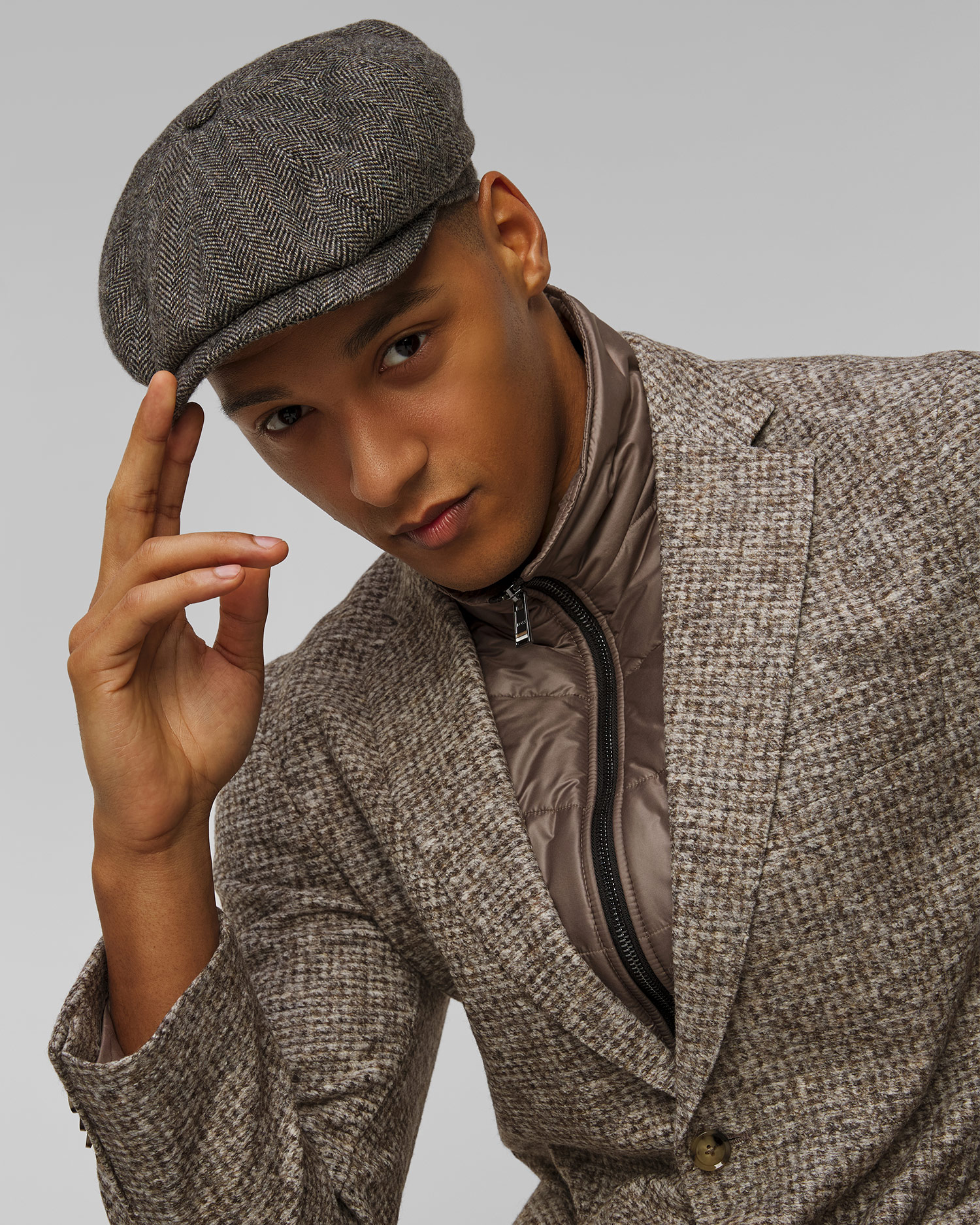 Men's flat cap Stetson Hatteras Wool Herringbone brown 