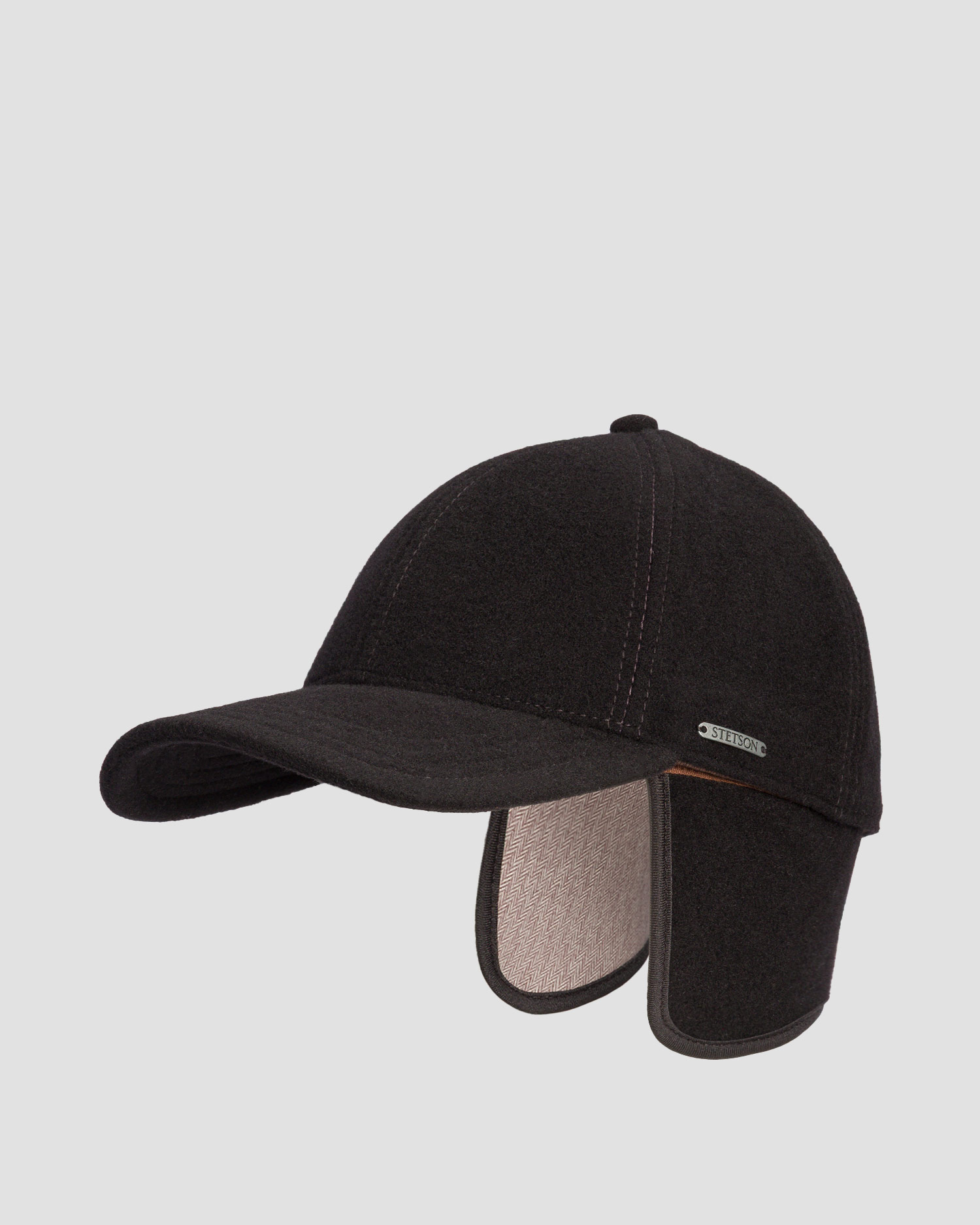 Șapcă cu cozoroc și flapuri laterale pentru bărbați Stetson Baseball Cap Wool Cashmere EF neagră