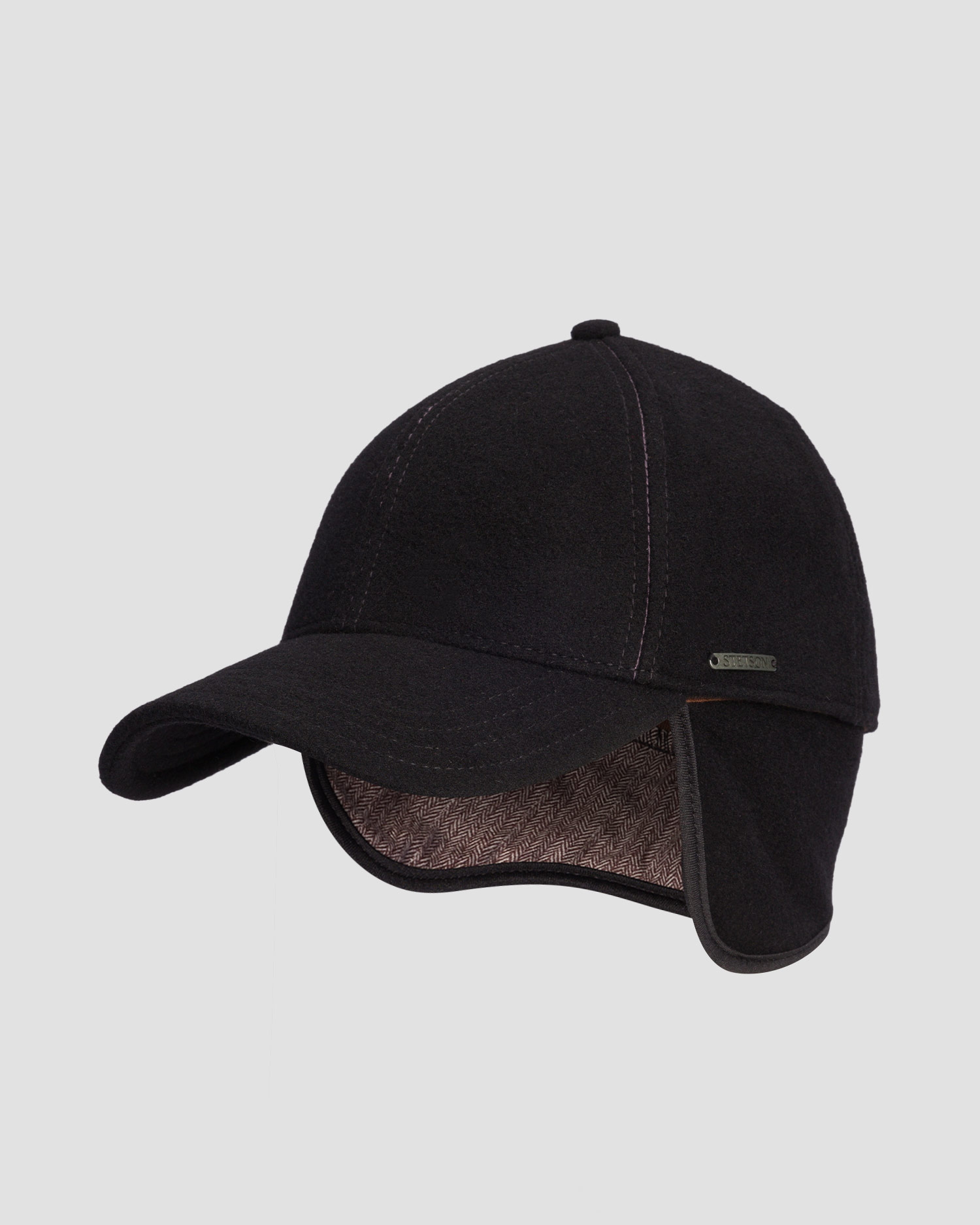 Șapcă cu cozoroc și clape laterale pentru bărbați Stetson Baseball Cap Wool Cashmere EF neagră