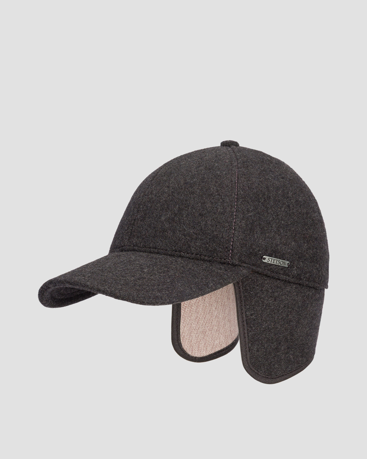 Casquette avec rabats latéraux grise pour hommes Stetson Baseball Cap Wool Cashmere EF, Couleur: Szary