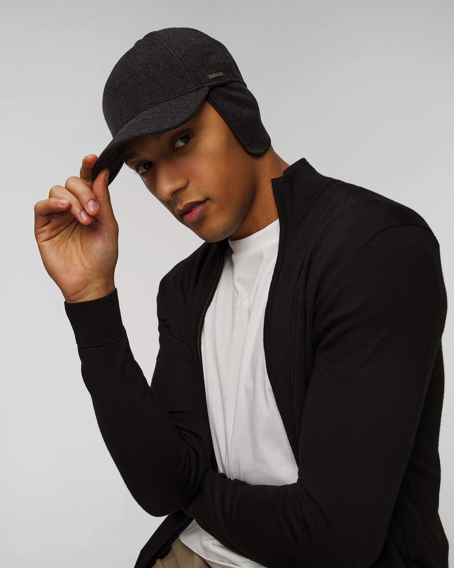 Șapcă cu cozoroc și clape laterale pentru bărbați Stetson Baseball Cap Wool Cashmere EF gri