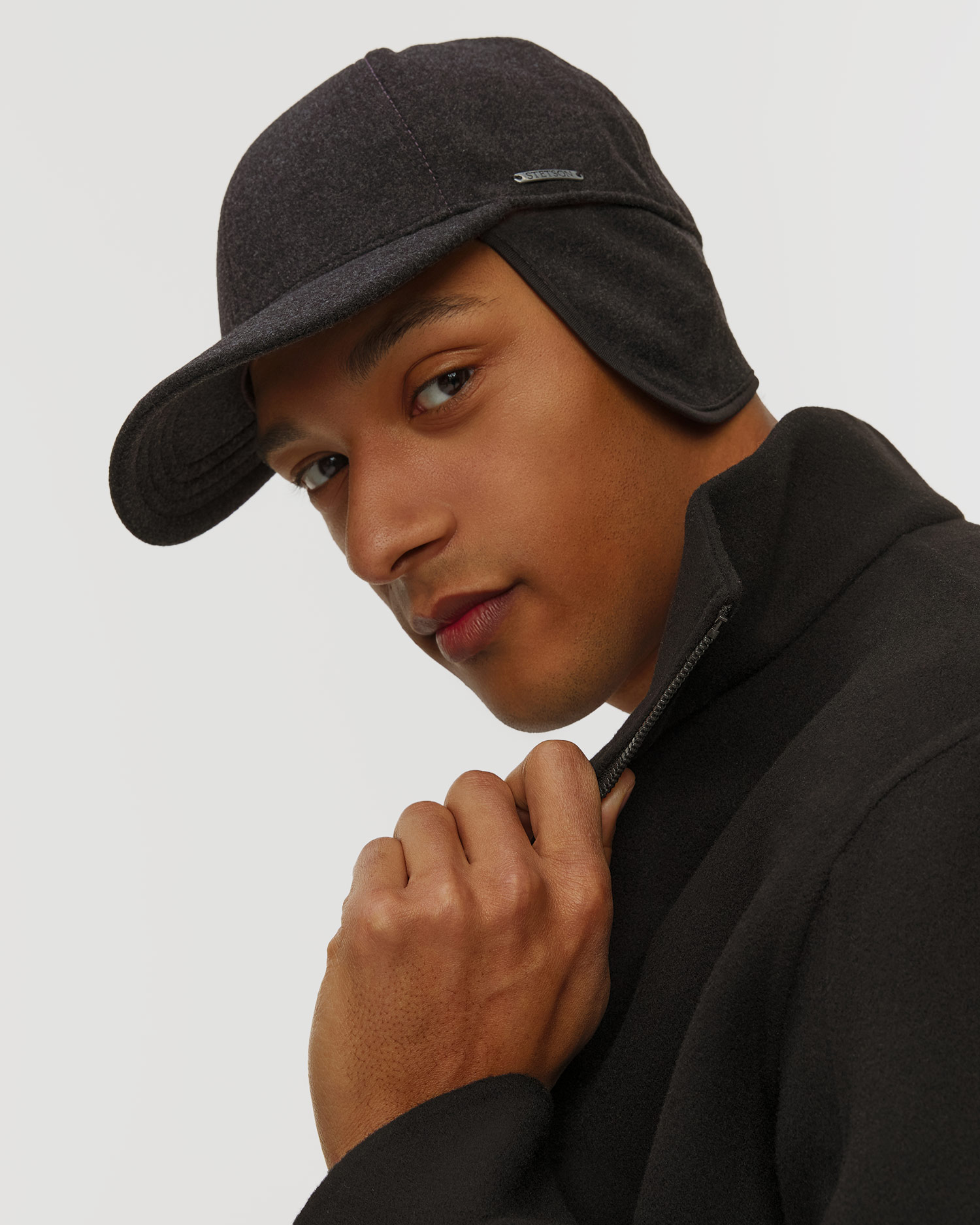 Șapcă cu cozoroc și clape laterale pentru bărbați Stetson Baseball Cap Wool Cashmere EF gri