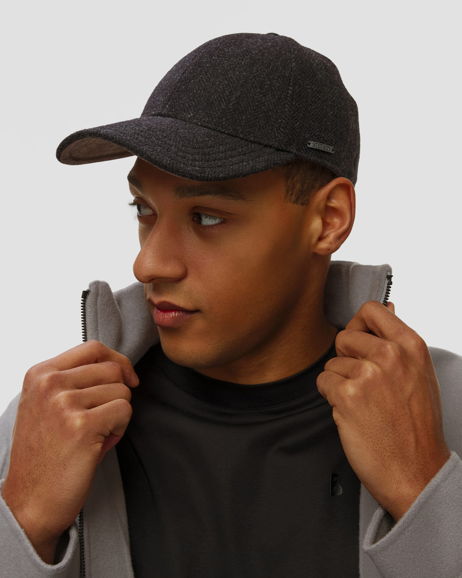 Căciulă cu cozoroc din lână pentru bărbați Stetson Baseball Cap Wool Herringbone