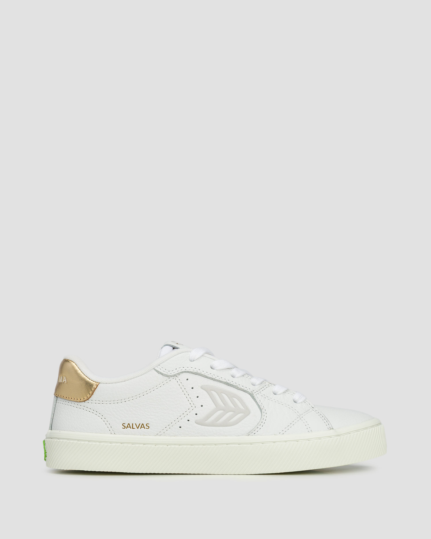 Adidași din piele pentru femei Cariuma Salvas White Premium Leather Ice Logo Metallic Gold