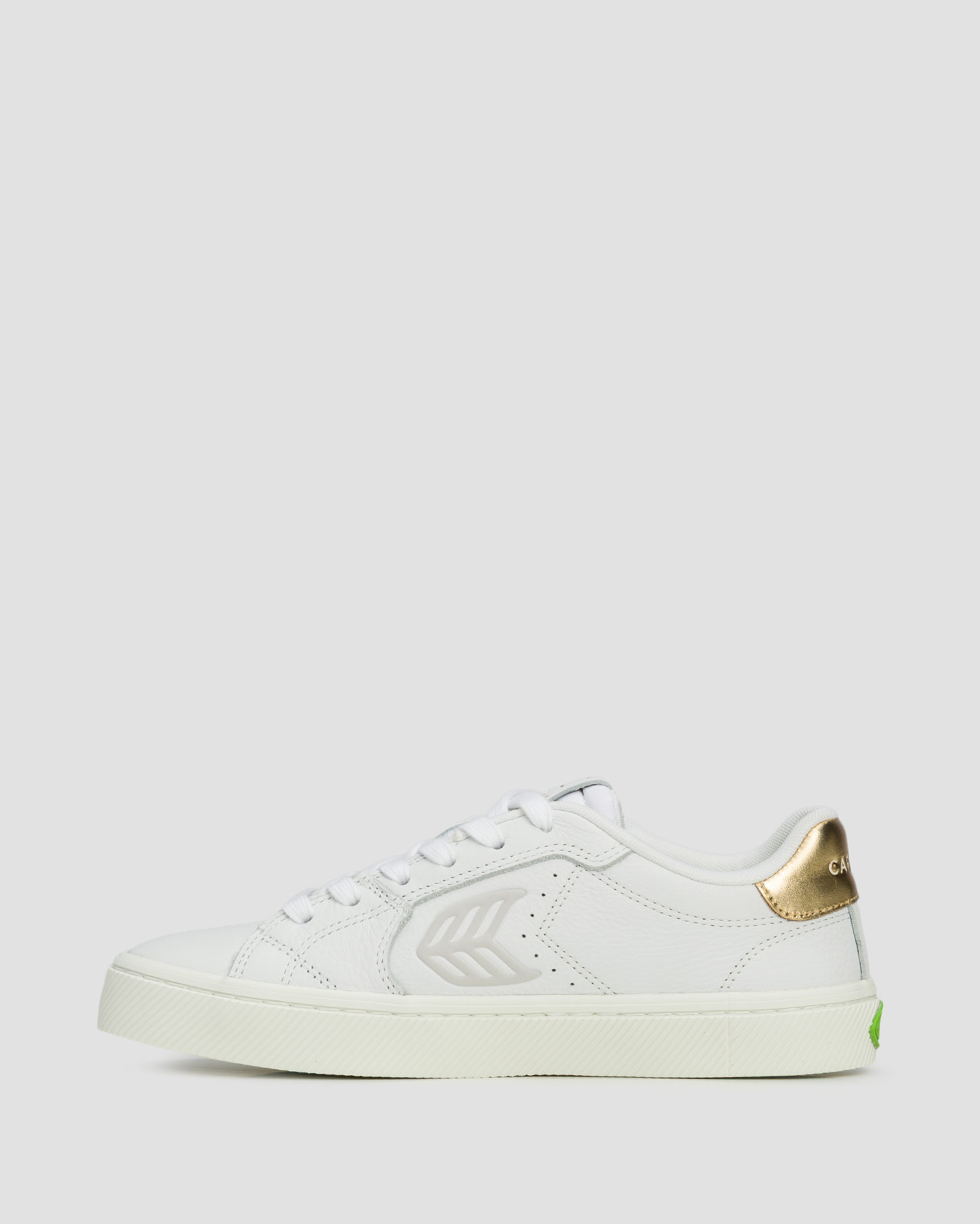 Adidași din piele pentru femei Cariuma Salvas White Premium Leather Ice Logo Metallic Gold