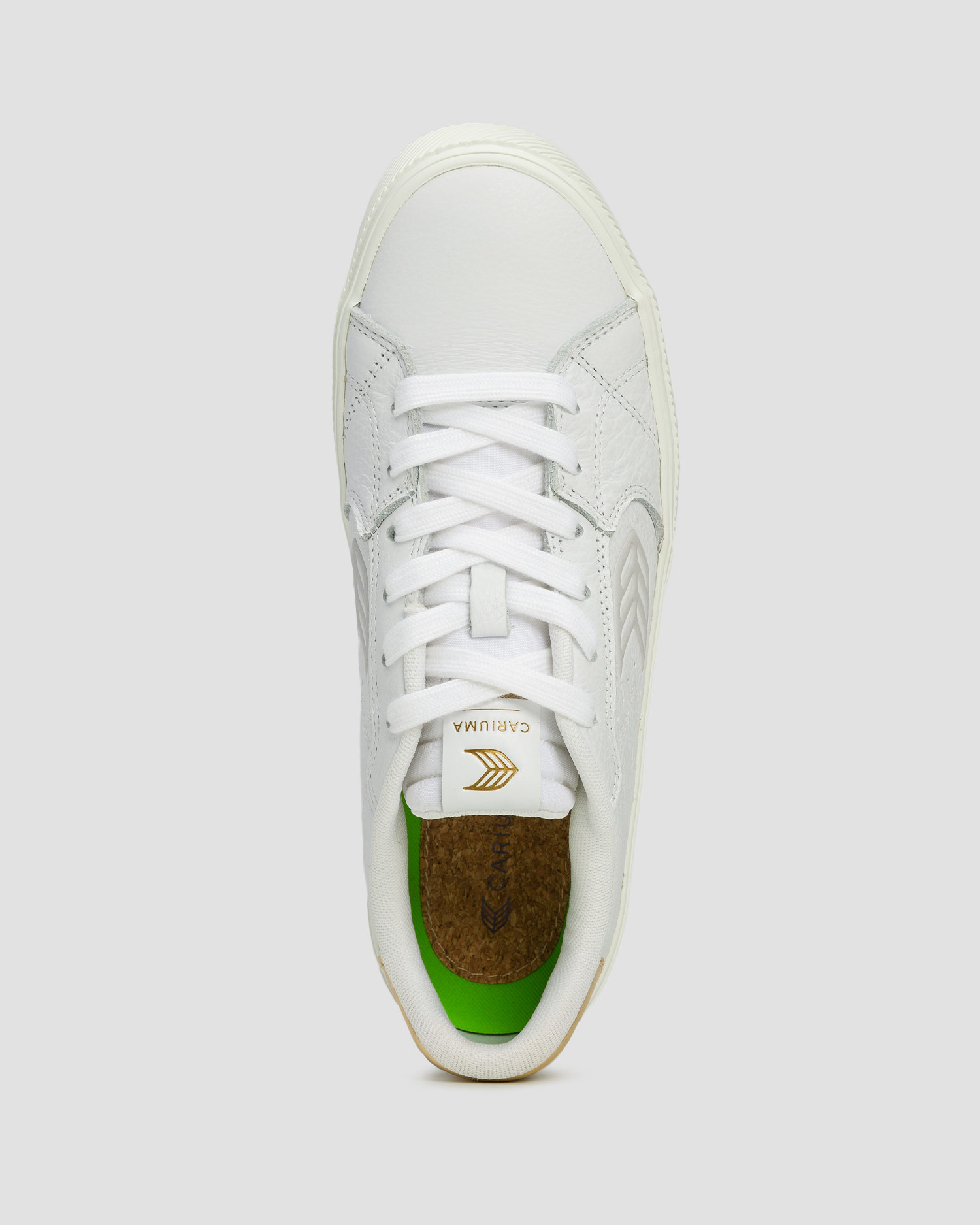 Adidași din piele pentru femei Cariuma Salvas White Premium Leather Ice Logo Metallic Gold