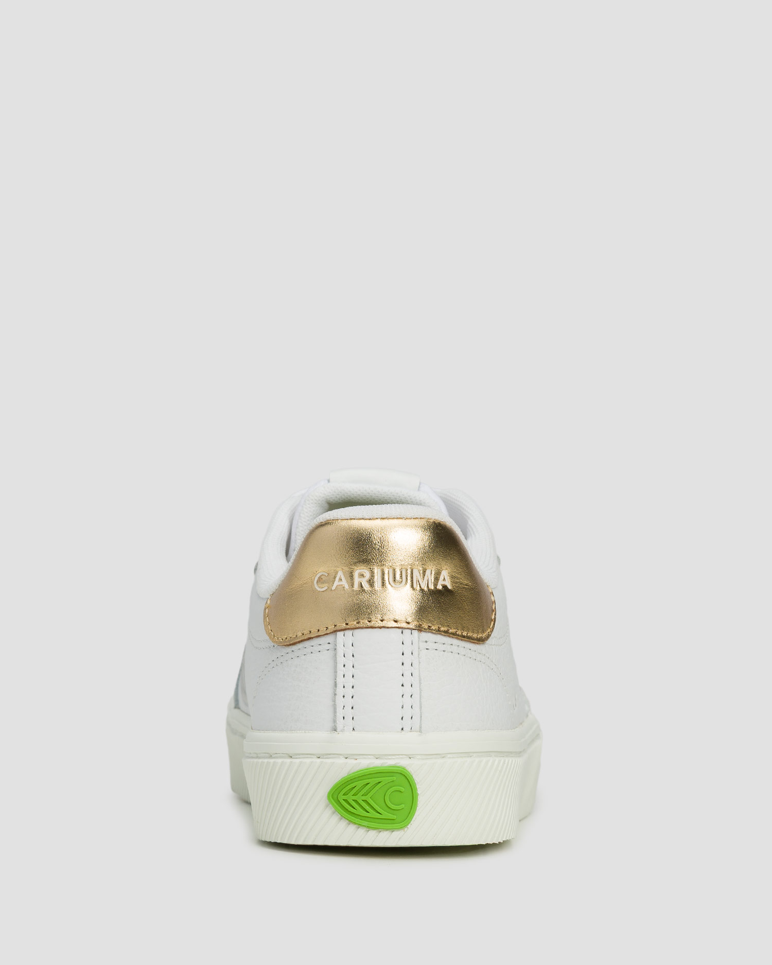 Adidași din piele pentru femei Cariuma Salvas White Premium Leather Ice Logo Metallic Gold