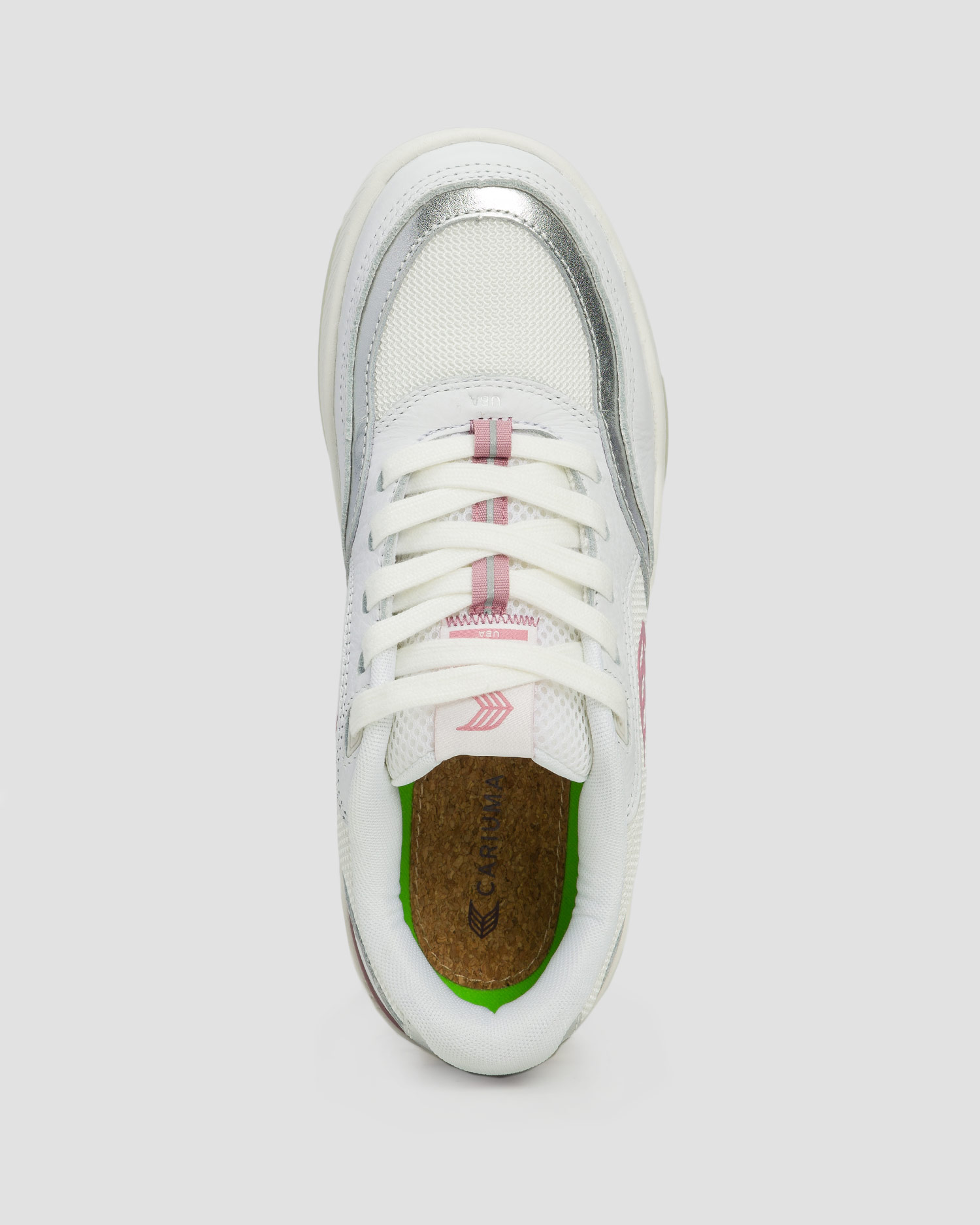 Sneakersy damskie Cariuma Uba White Leather and Suede Blush Pink Logo