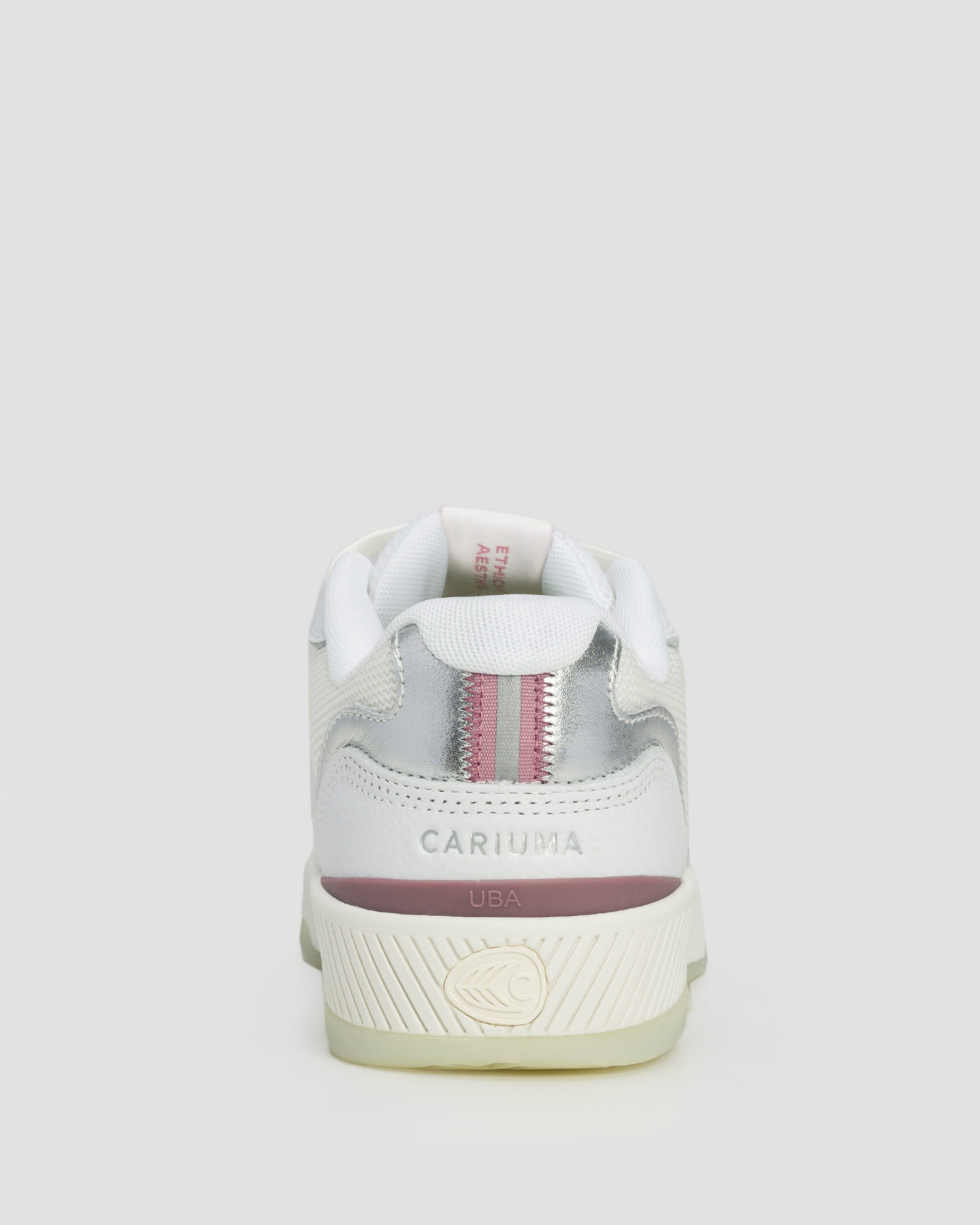 Sneakersy damskie Cariuma Uba White Leather and Suede Blush Pink Logo