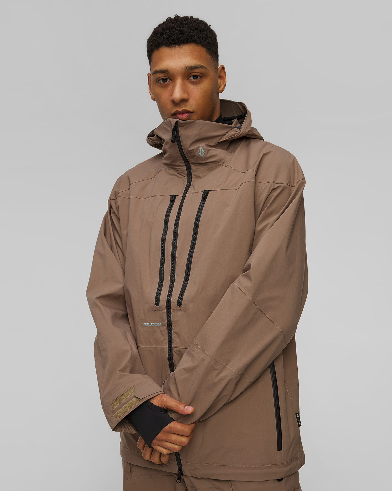 Veste de ski pour hommes Volcom Guch Stretch, Couleur: Beżowy,Brązowy