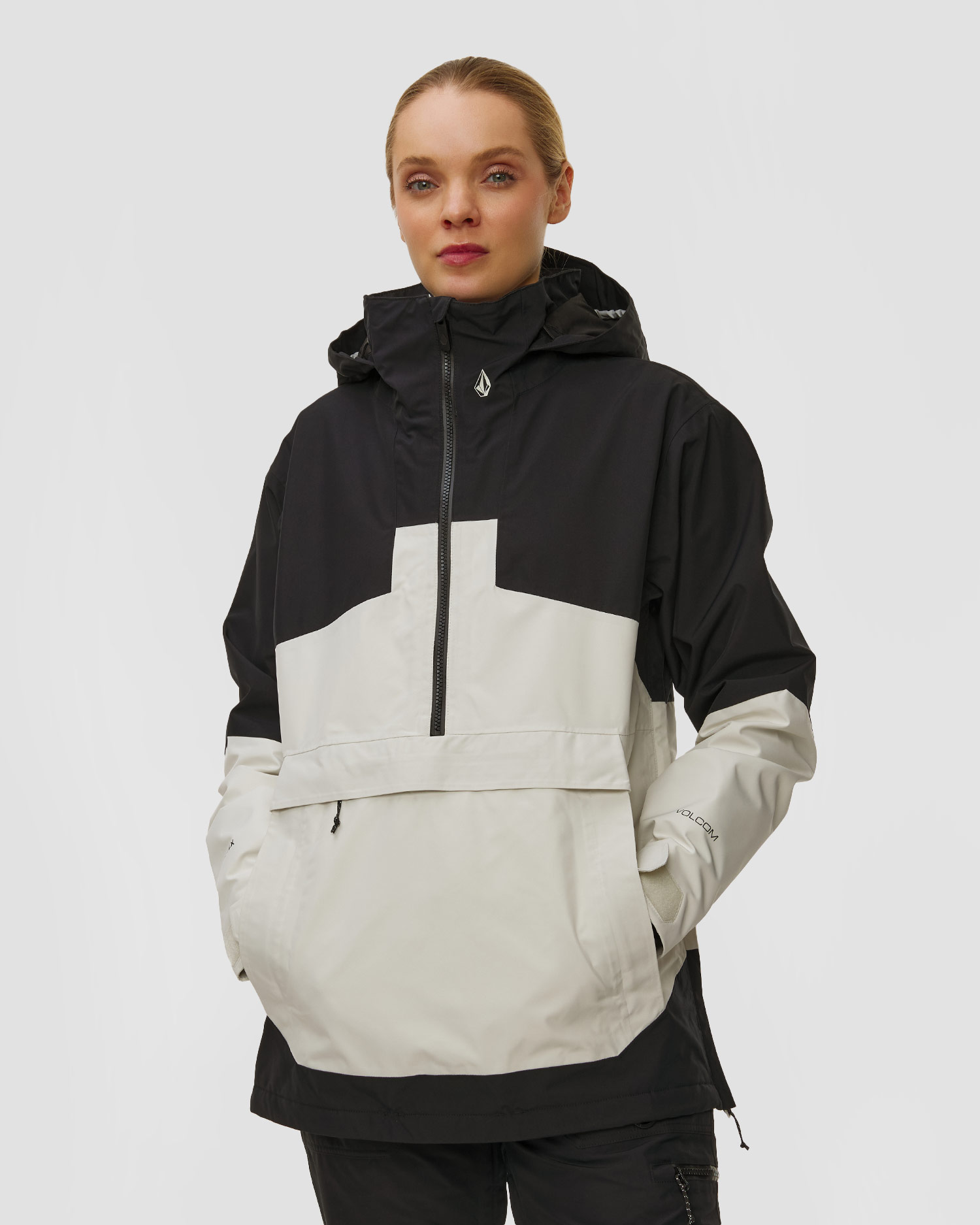 Dámsky snowboardový anorak Volcom Fern Ins Gore Pullover, Farba-Vzor: Beżowy,Czarny