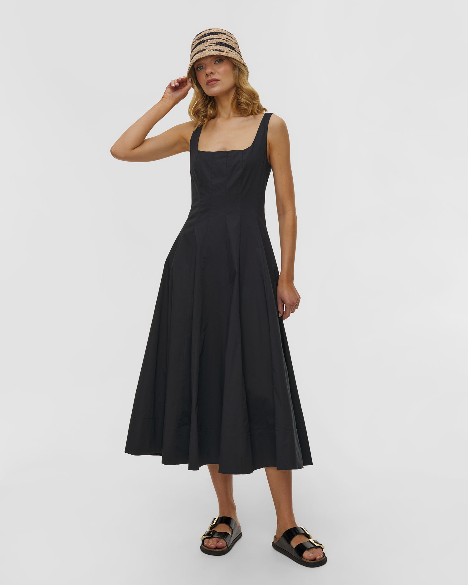 Staud Wells Dress Damenkleid, Farbe/Muster: Czarny