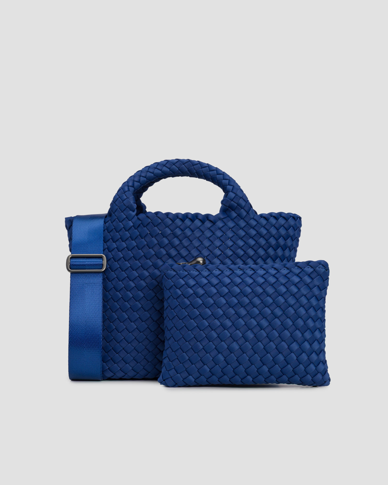 Naghedi St Barths Small Tote Handgewebte Tasche in Blau, Farbe/Muster: Niebieski