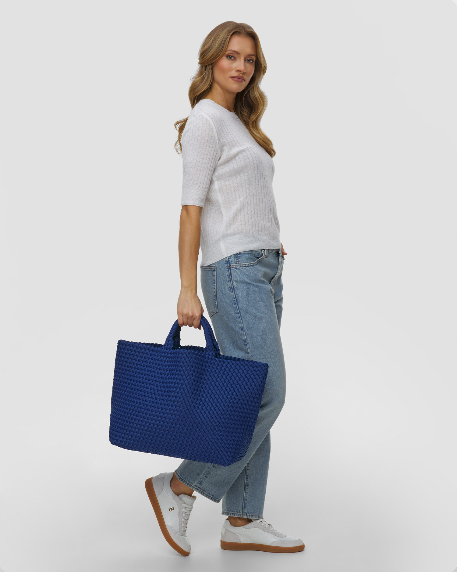 Naghedi St Barths Large Tote Handgewebte Tasche in Blau