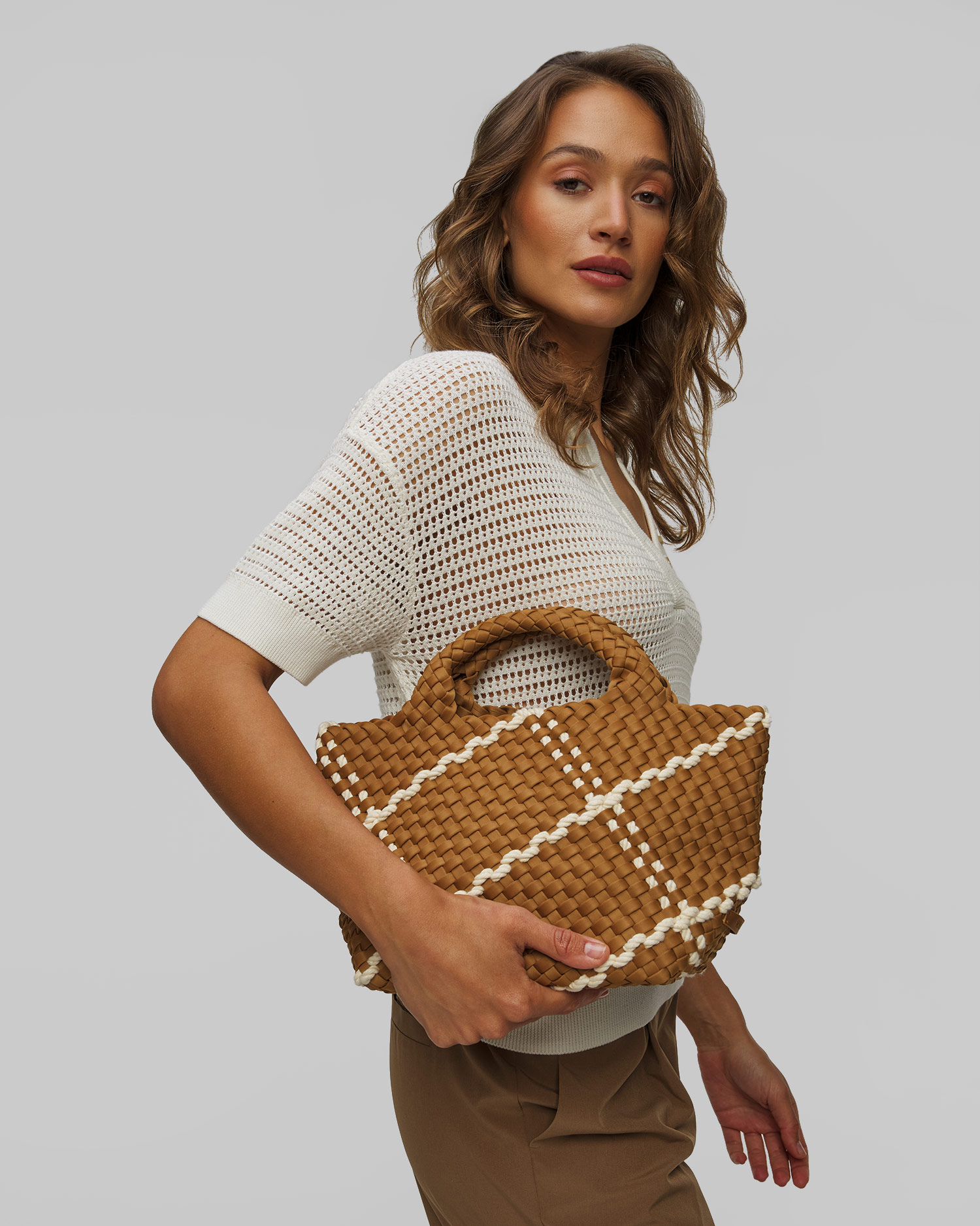 Borsa intrecciata a mano da donna Naghedi St Barths Small Tote