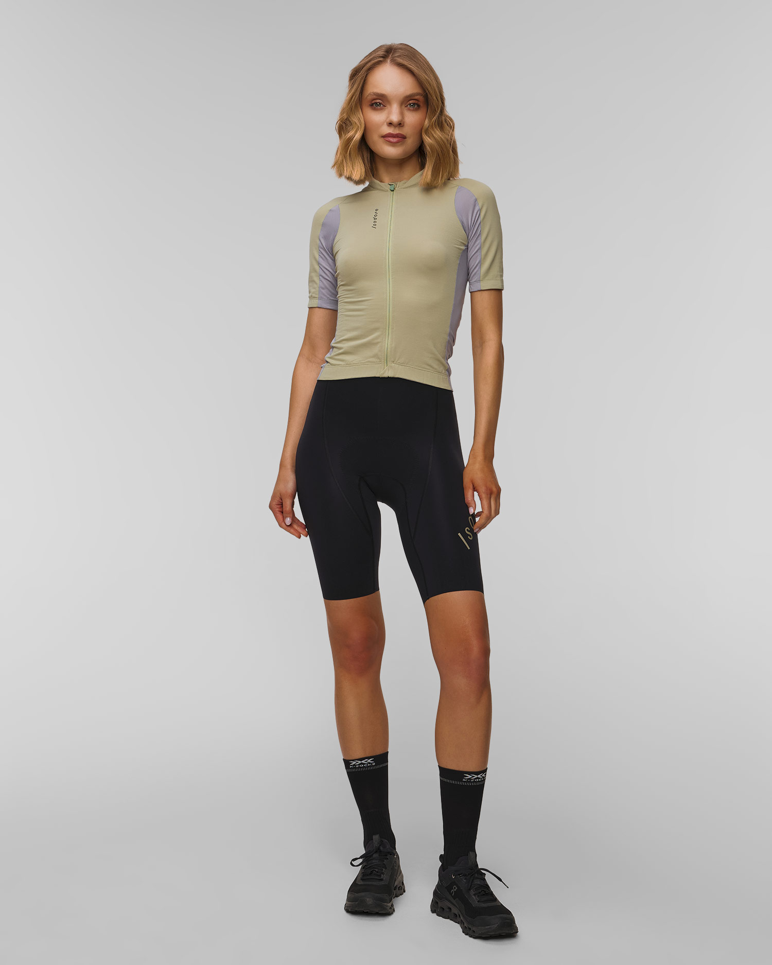 Koszulka rowerowa damska Isadore Signature Merino Tech Jersey beżowo-szara