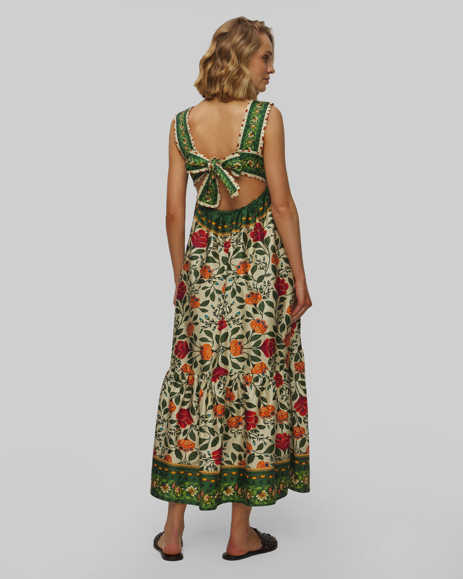 Letní bavlněné šaty Farm Rio Sand Garden Tapestry Back Bow